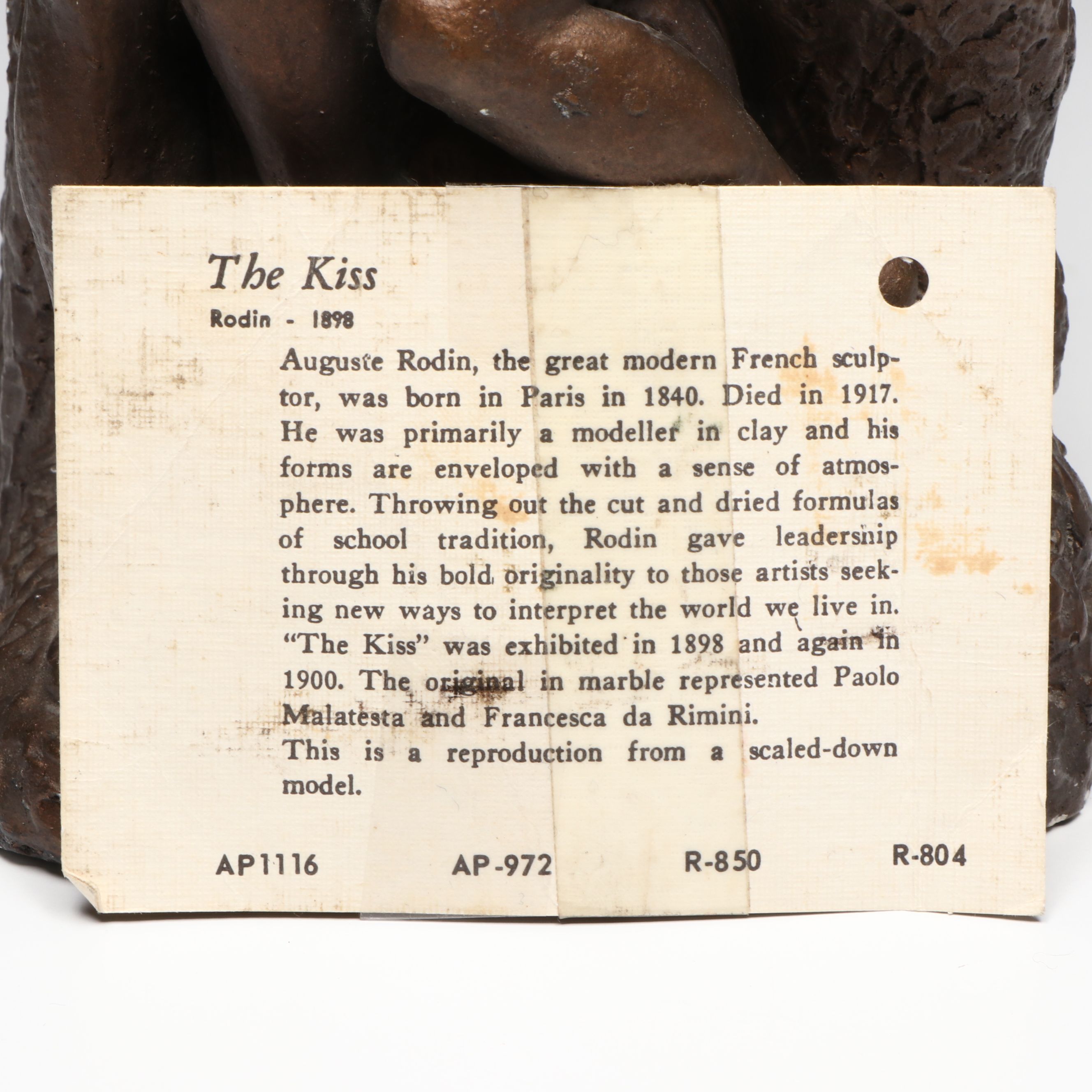 Austin Productions After Auguste Rodin "The Kiss" Plaster Sculpture