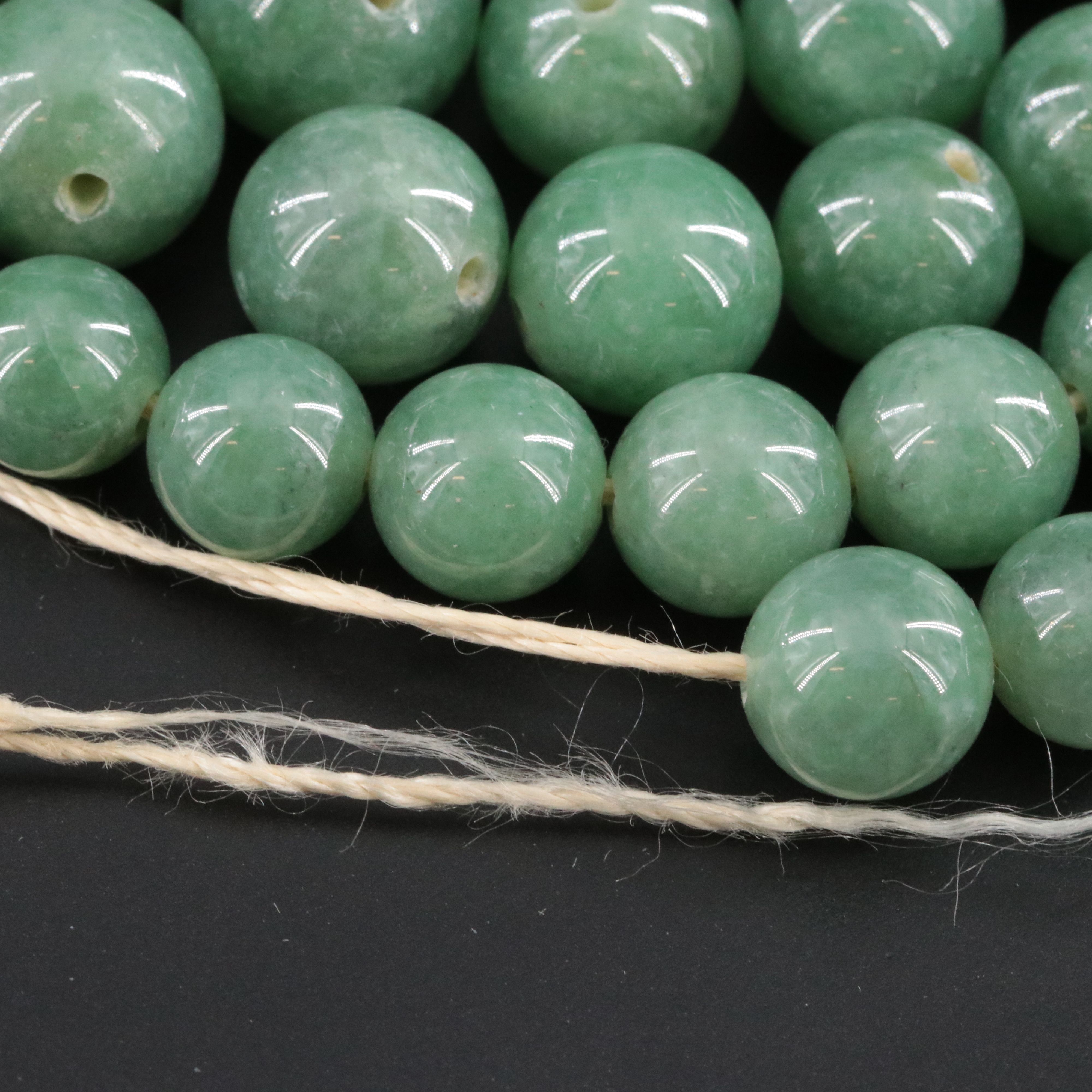 Broken Jadeite Bead Necklace with 14K Clasp