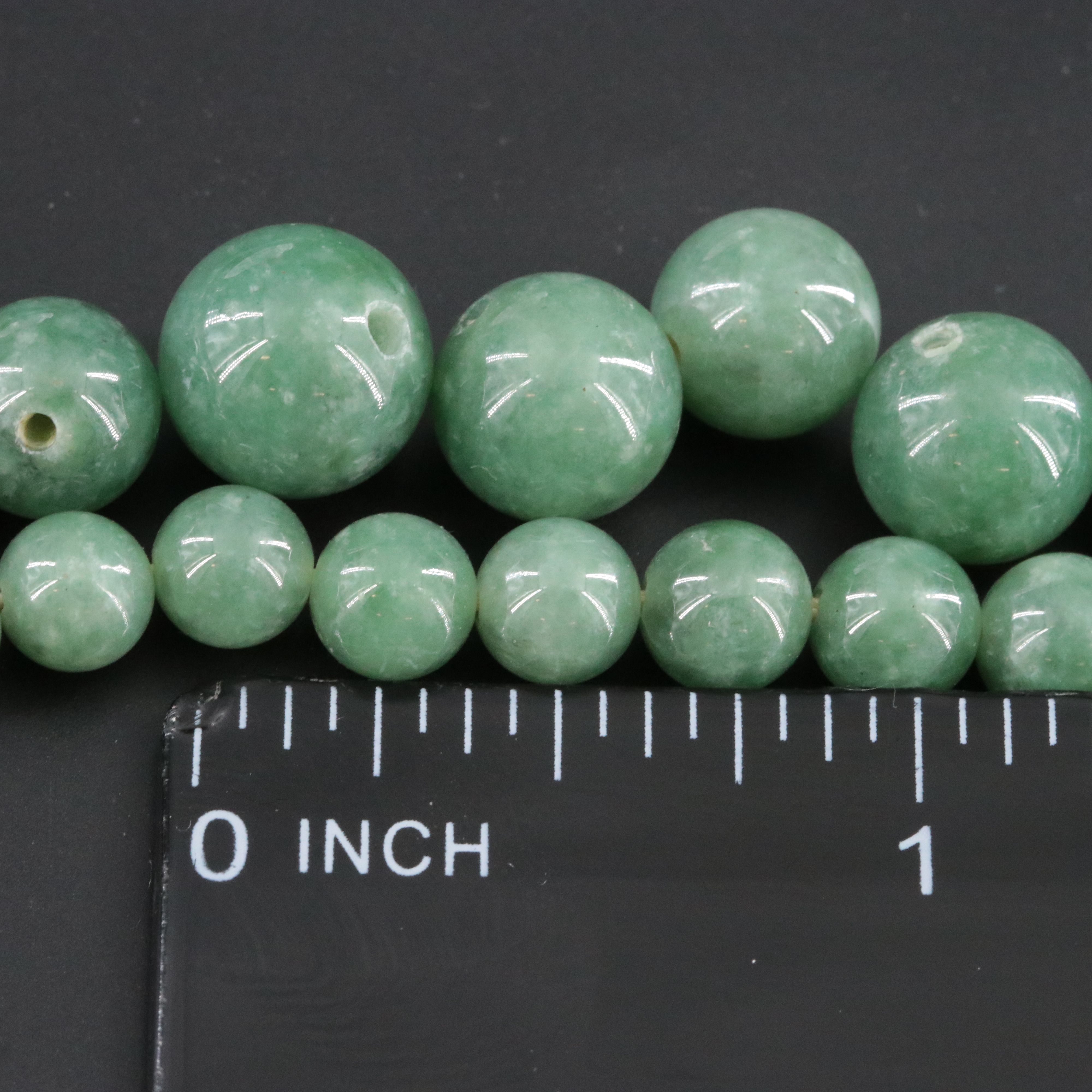 Broken Jadeite Bead Necklace with 14K Clasp