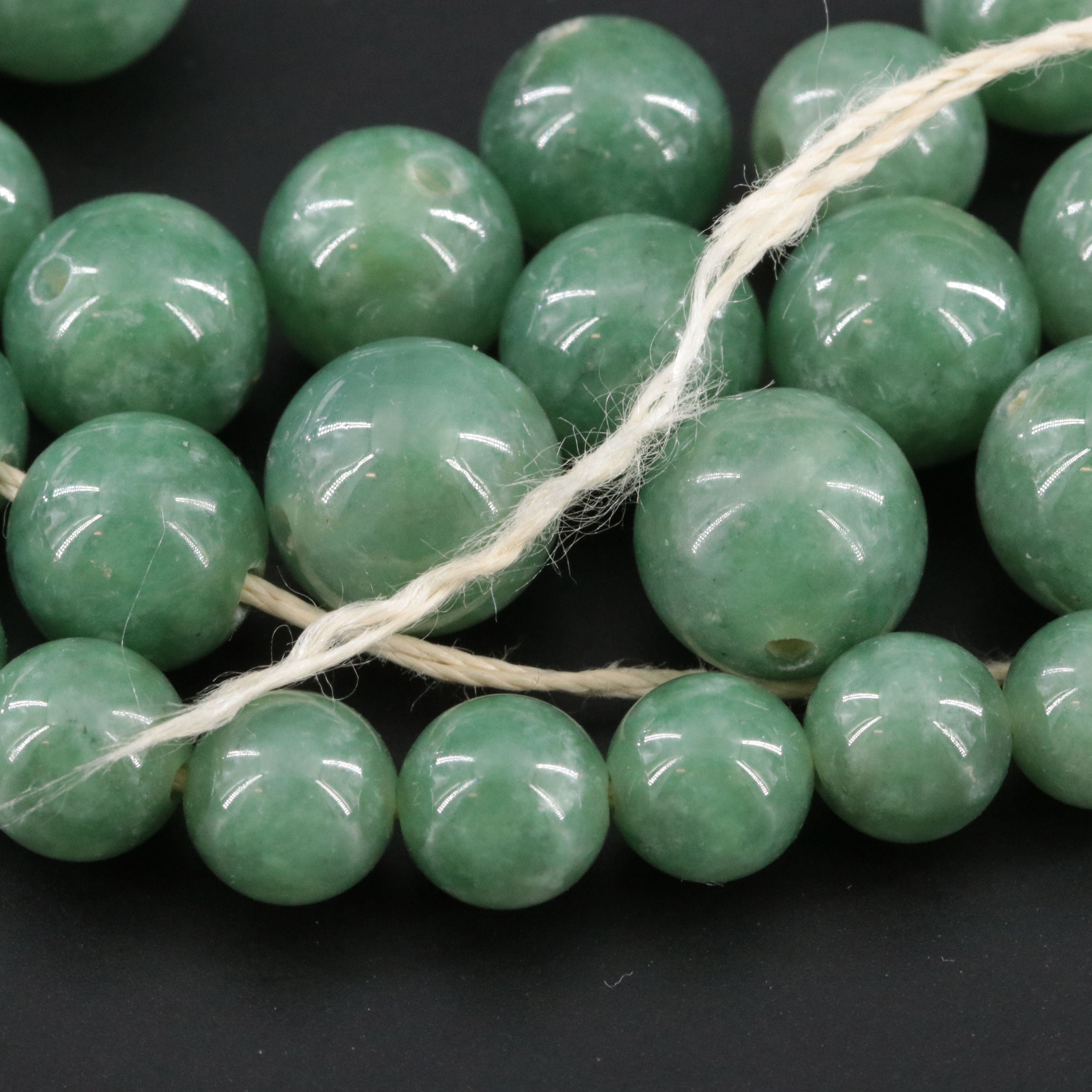Broken Jadeite Bead Necklace with 14K Clasp