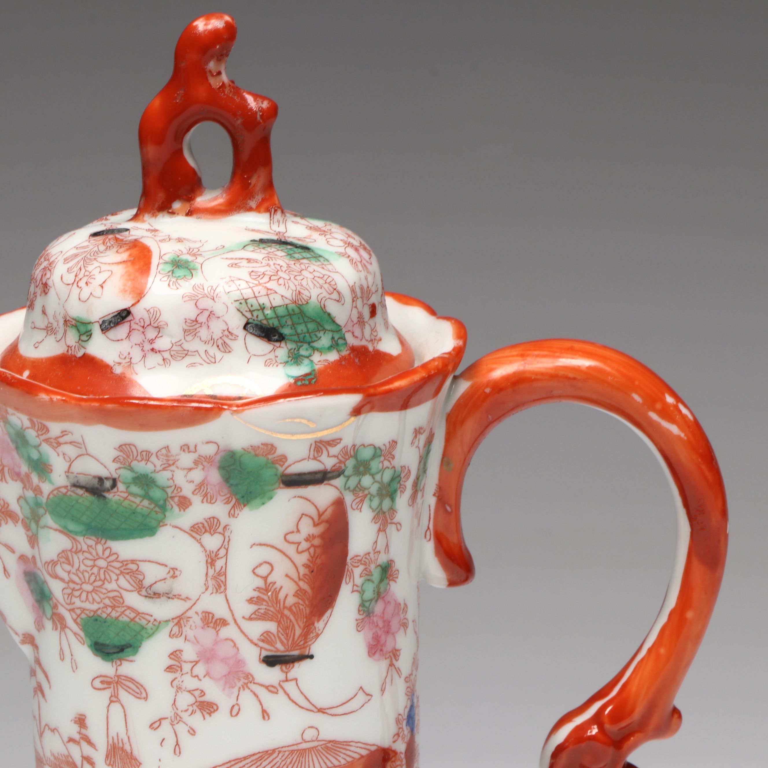 Vintage Japanese Kutani Chocolate Pot, Early to Mid-20th C.