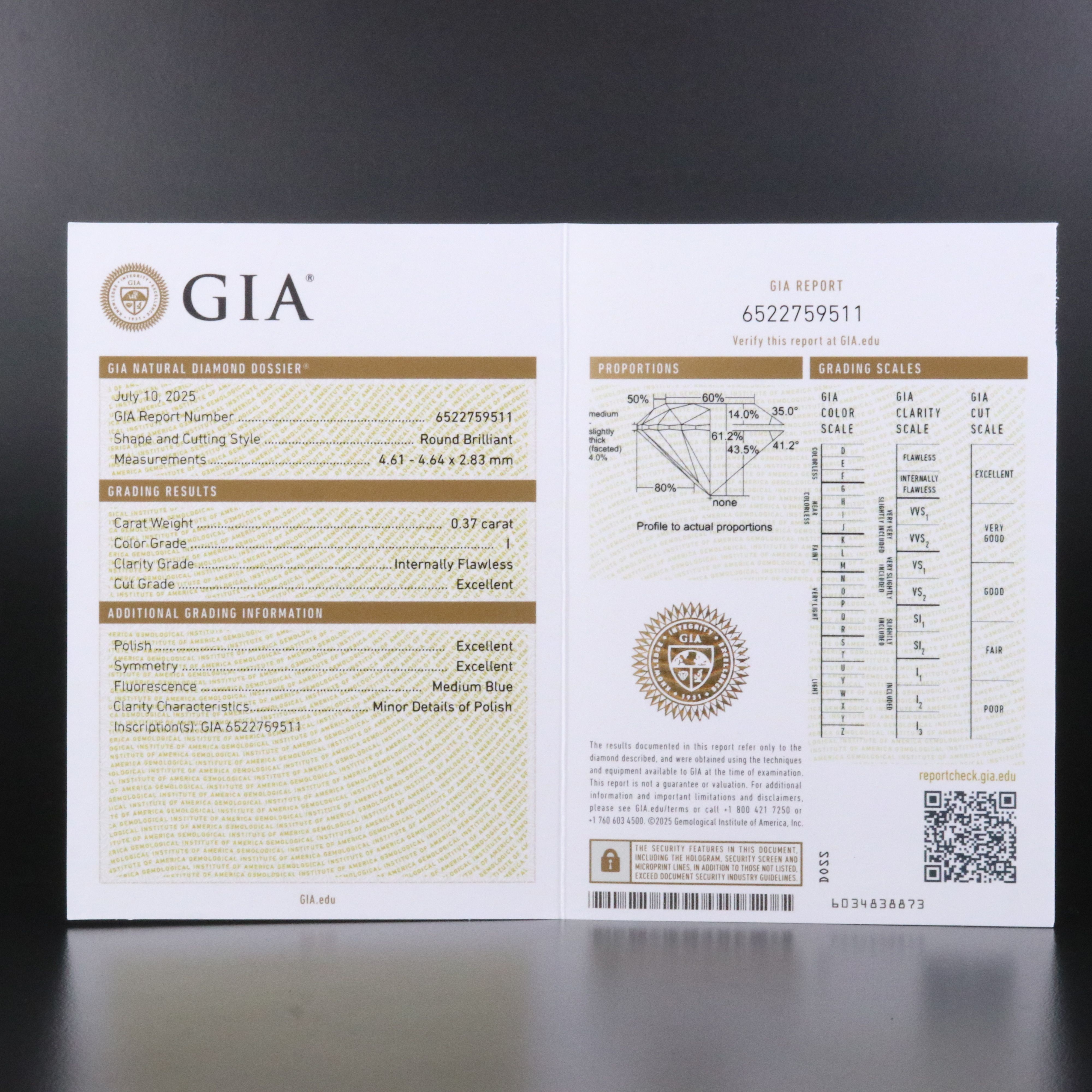 18K 1.63 CTW Internally Flawless Diamond Ring with GIA Reports