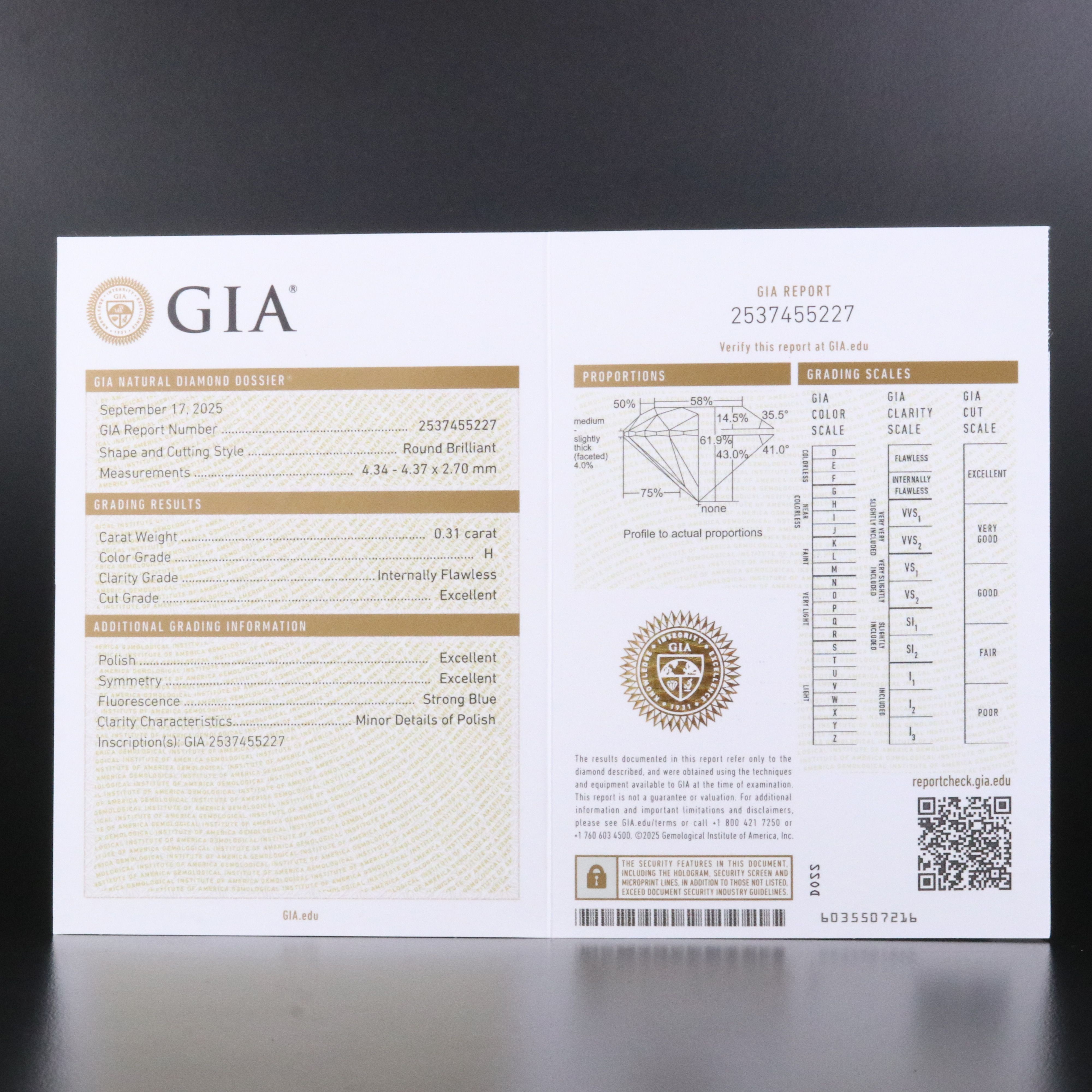 18K 1.63 CTW Internally Flawless Diamond Ring with GIA Reports