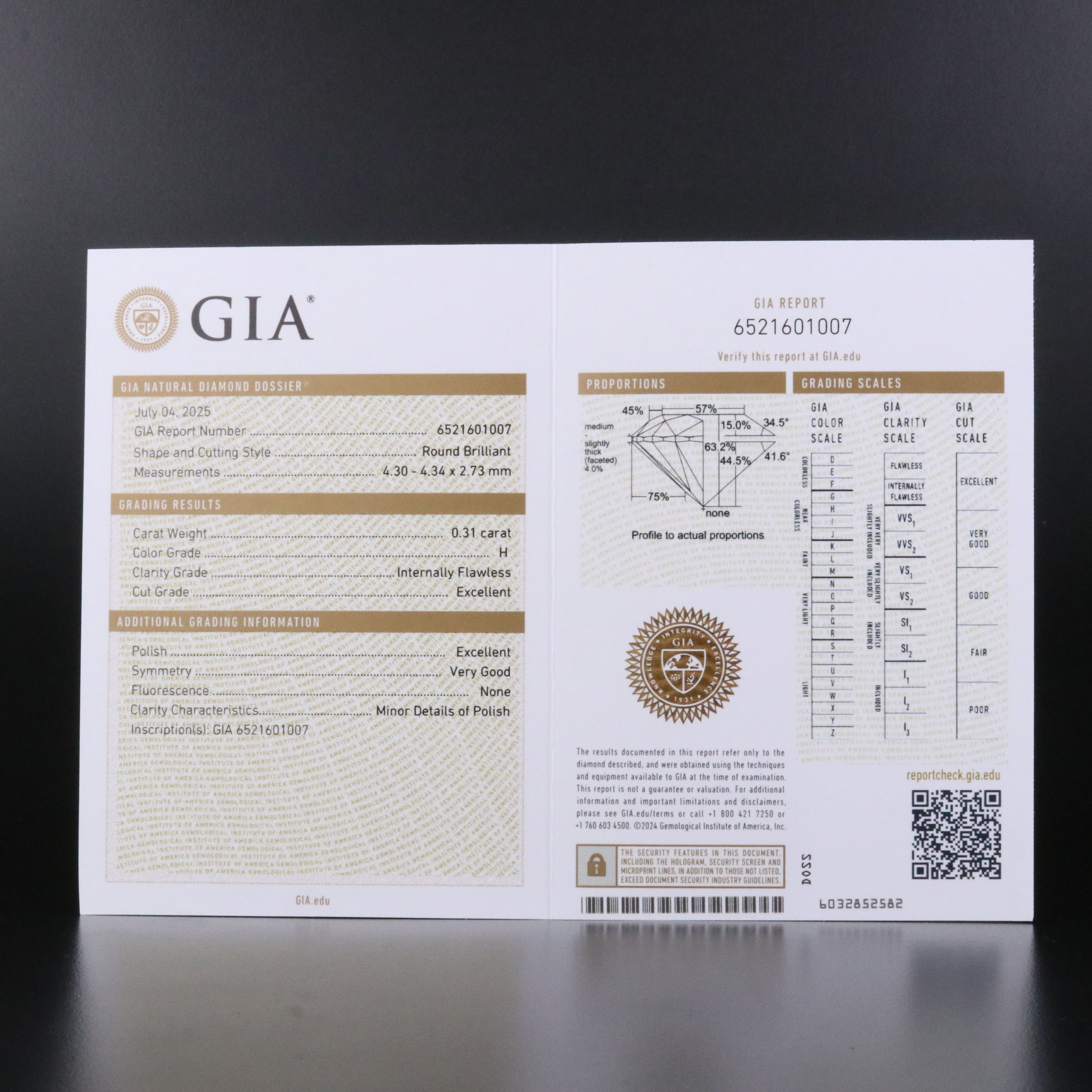 18K 1.63 CTW Internally Flawless Diamond Ring with GIA Reports