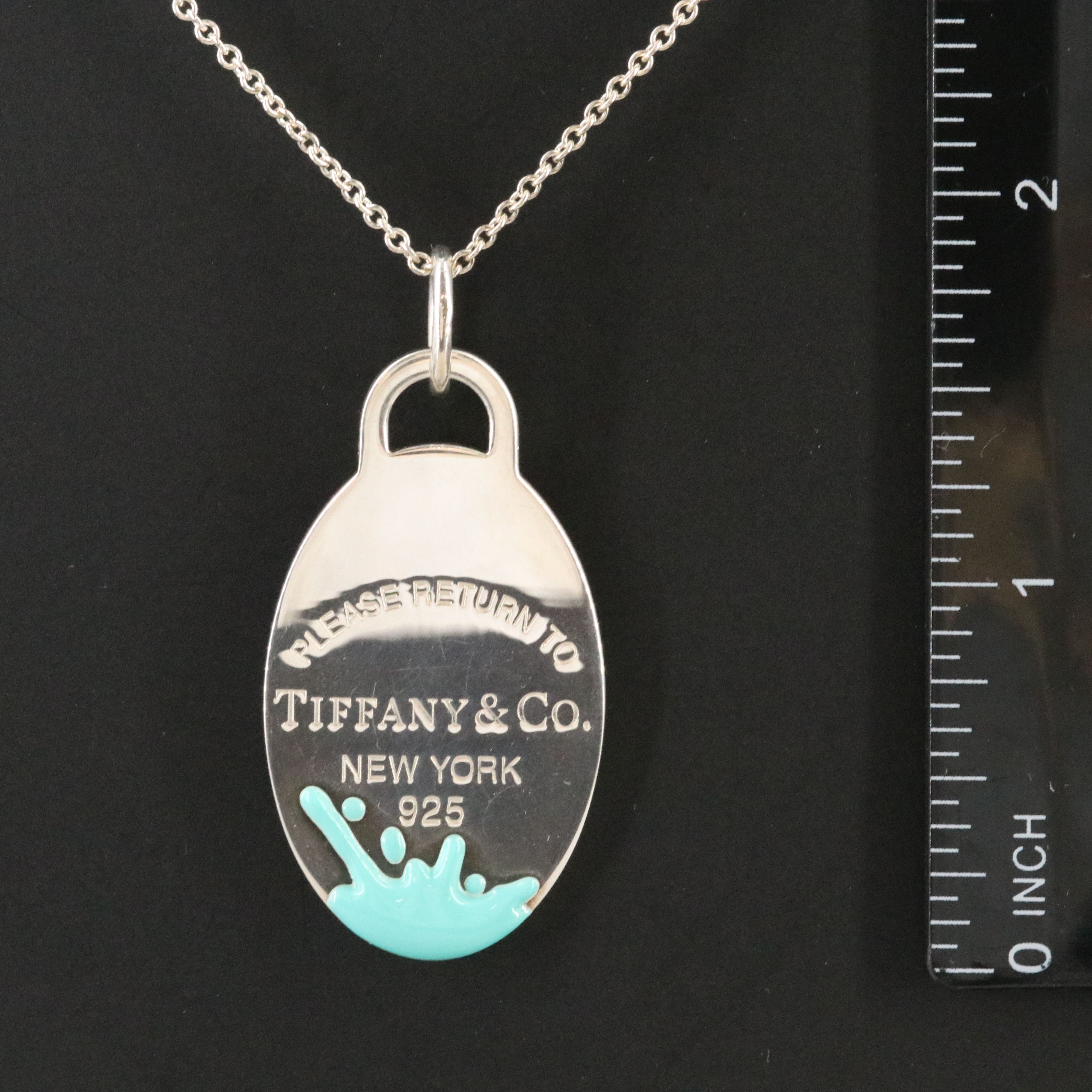 Tiffany & Co. Sterling Enamel Oval Splash Pendant Necklace