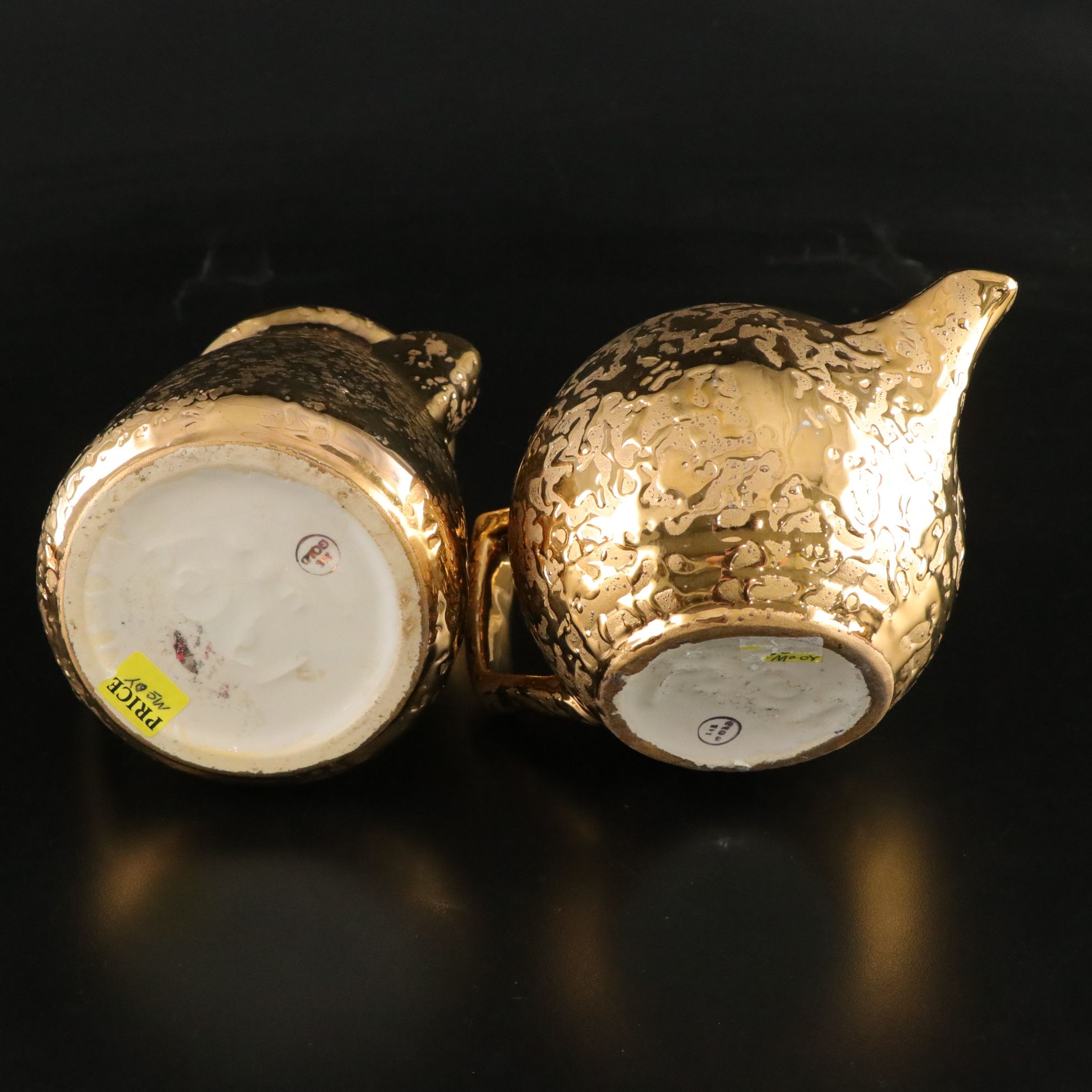 McCoy "Weeping Gold" Ceramic Tea Set with 24K Gold Drip Detail, Mid-20th Century