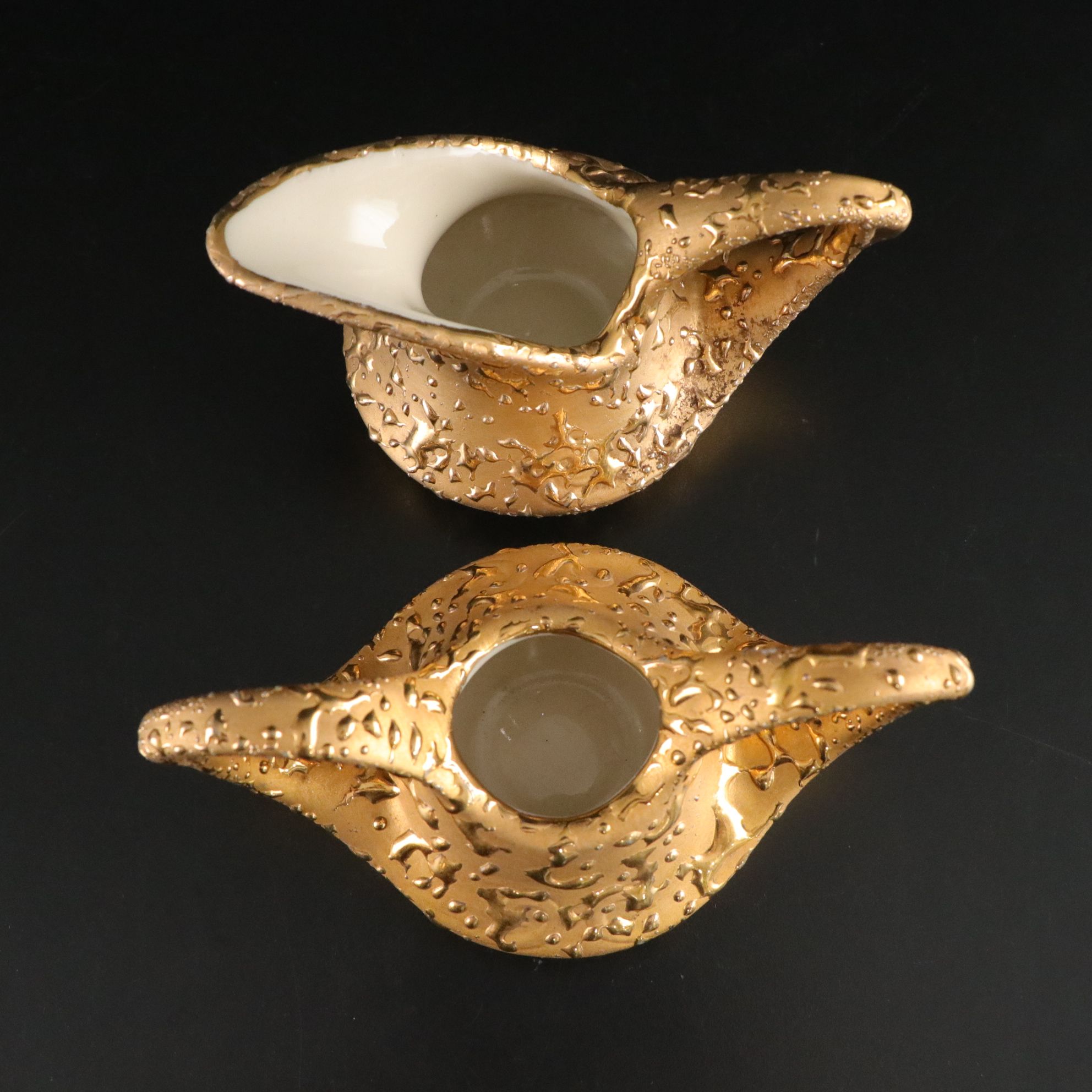 McCoy "Weeping Gold" Ceramic Tea Set with 24K Gold Drip Detail, Mid-20th Century