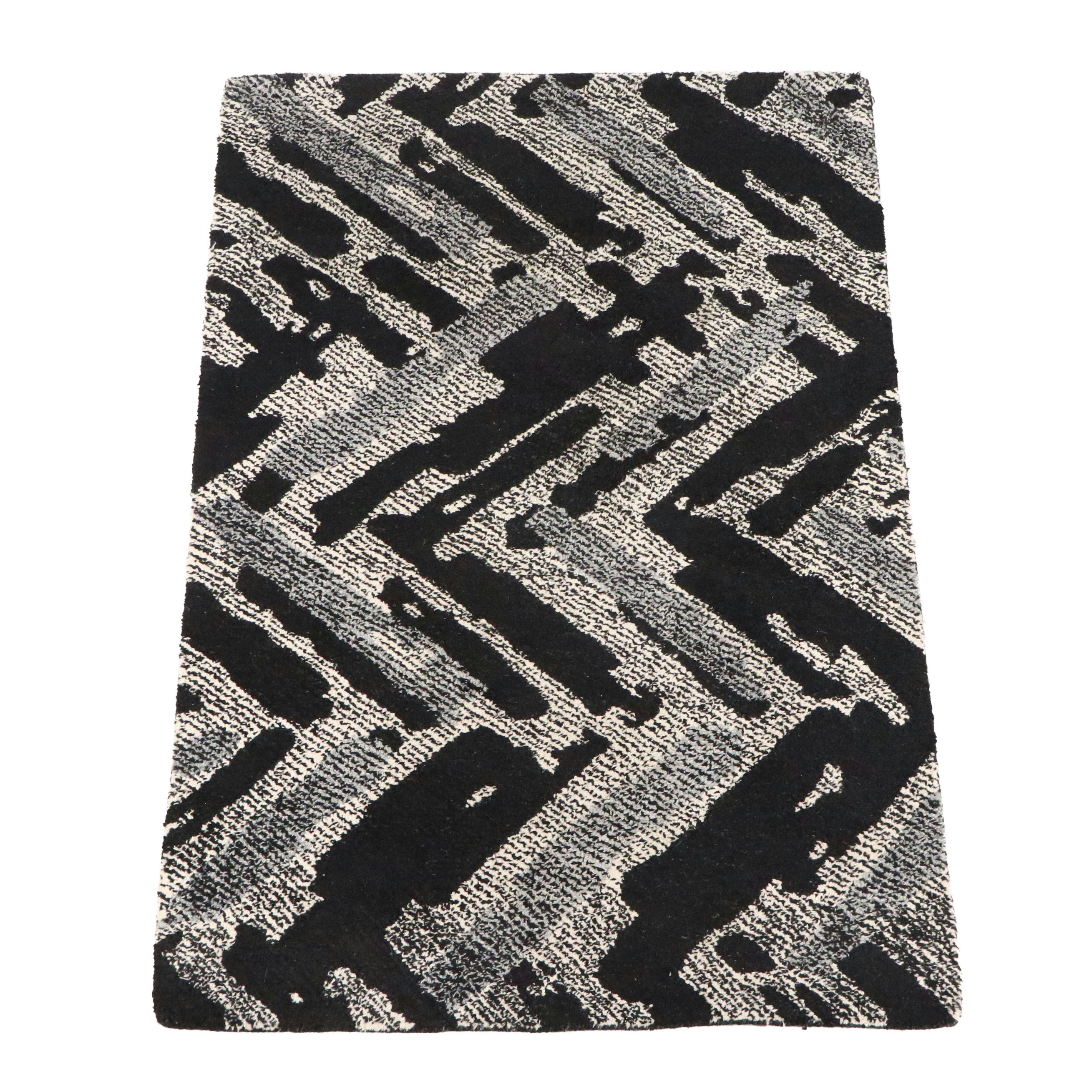 3'7 x 5'7 Power Loomed Kaleen "Montage" Black and White Area Rug