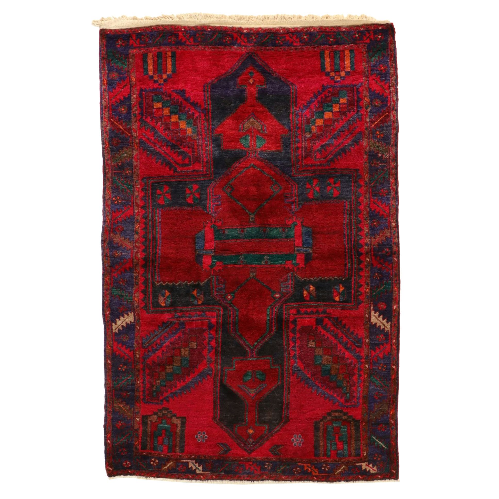 4'11 x 7'5 Hand-Knotted Afghan Baluch Taimani Area Rug