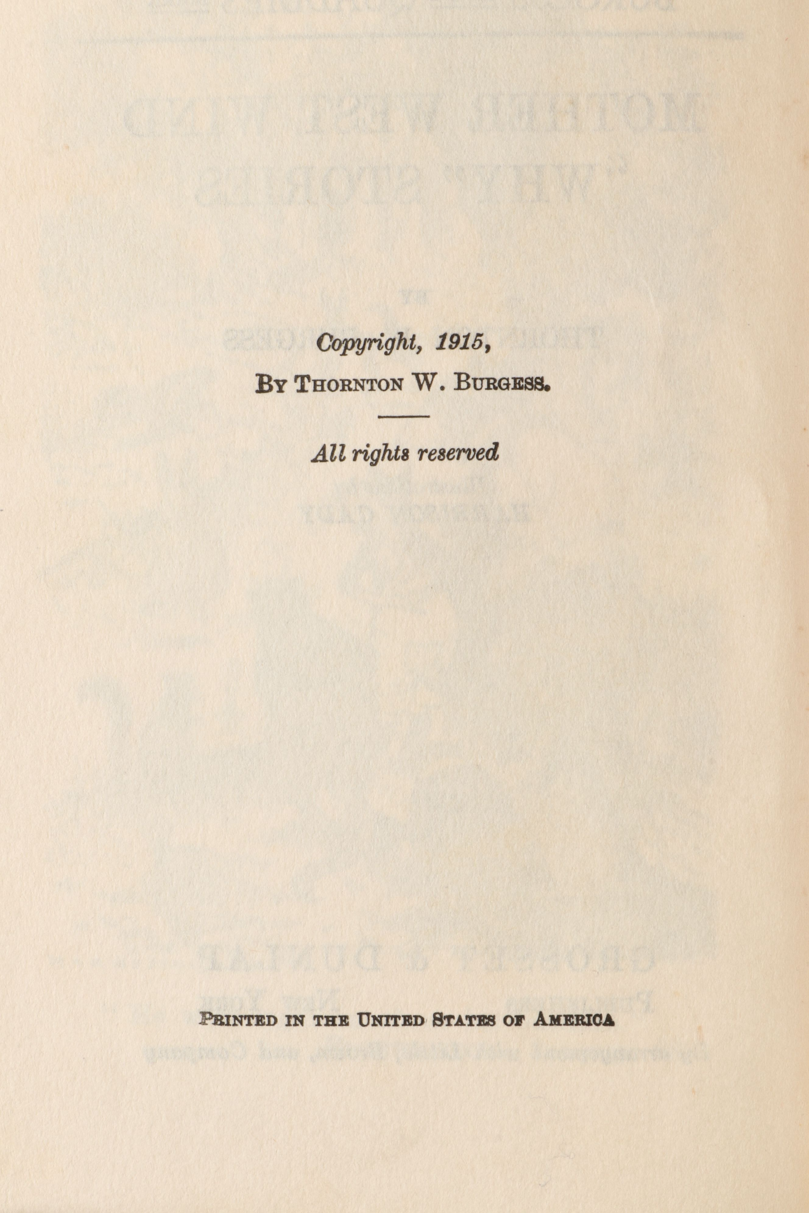 "Tom Swift" by Victor Appleton, "Mother West Wind" by Thornton W. Burgess, 1910s