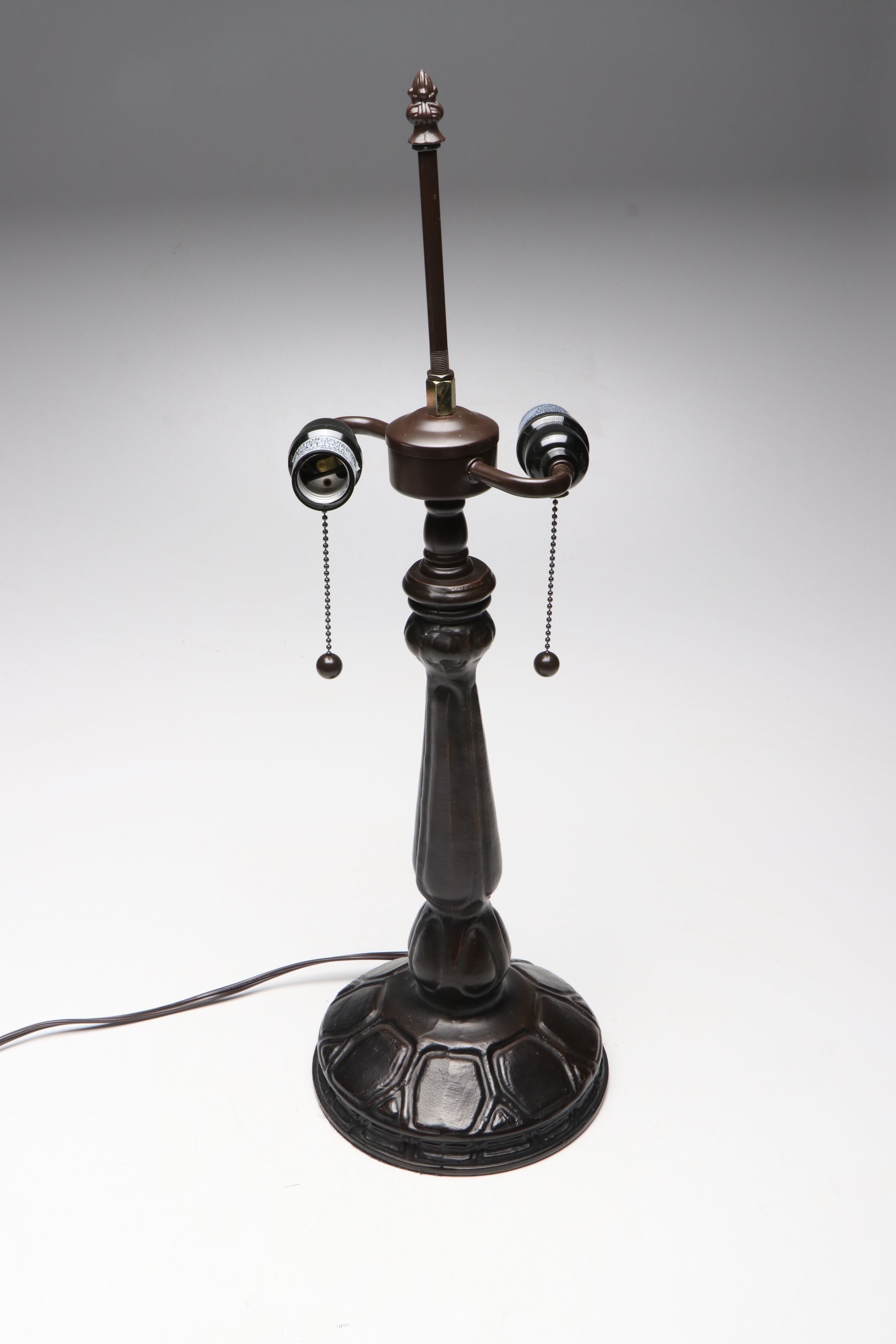 Art Nouveau Style Table Lamp with Calla Lilies Slag Glass Shade