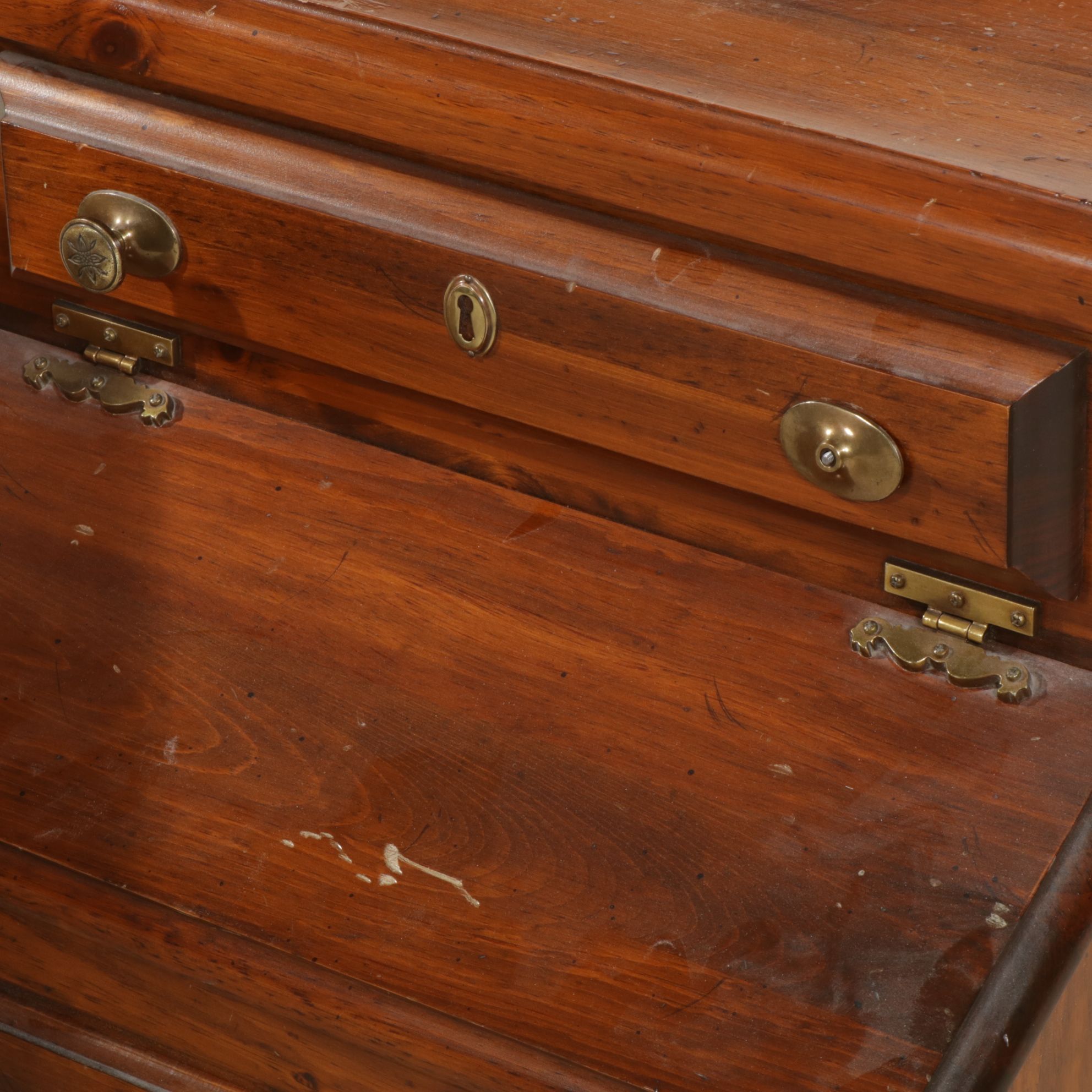 Colonial Revival Pine Step-Back Slant-Front Nightstands, Mid to Late 20th C.