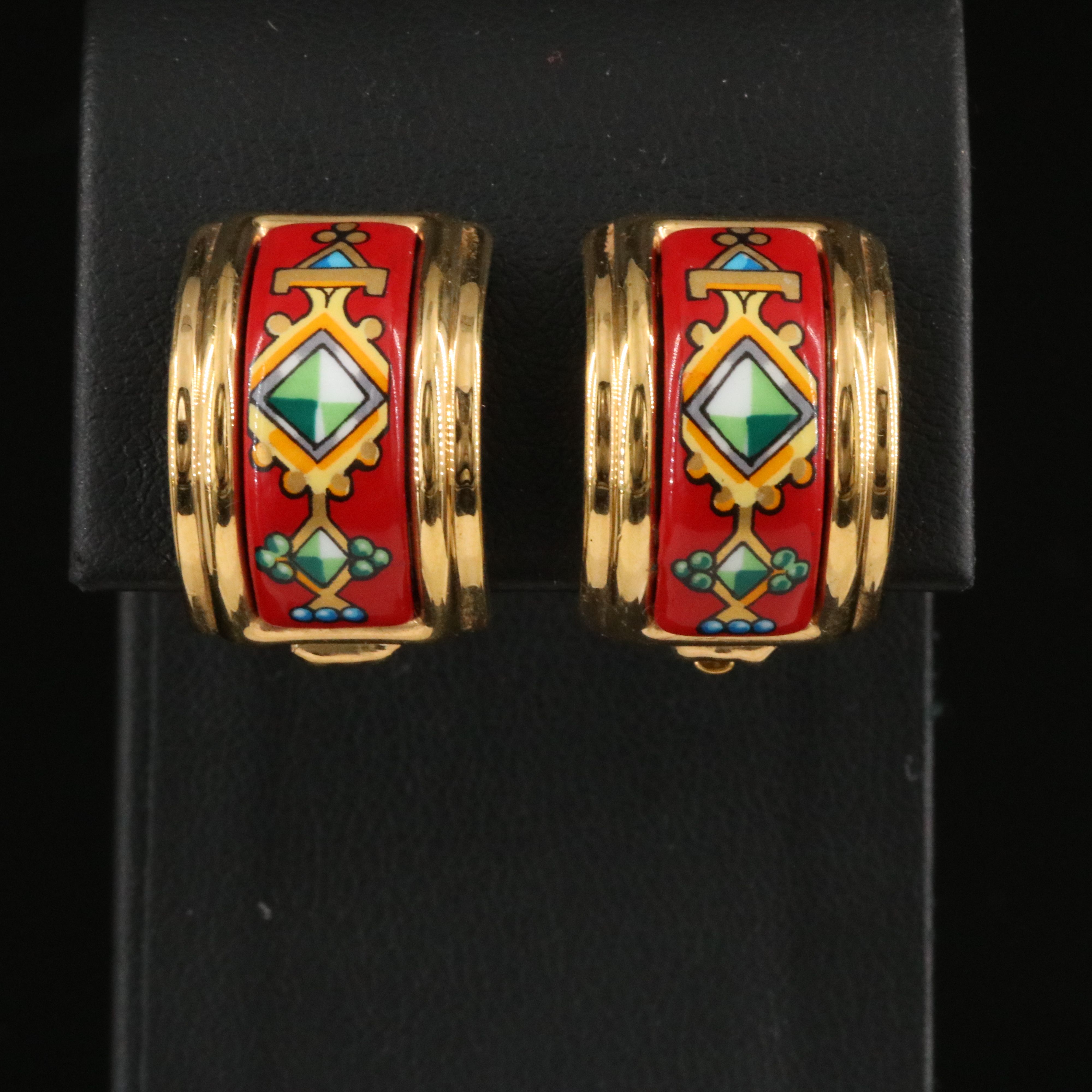 Hermès Red Enamel Clip Earrings