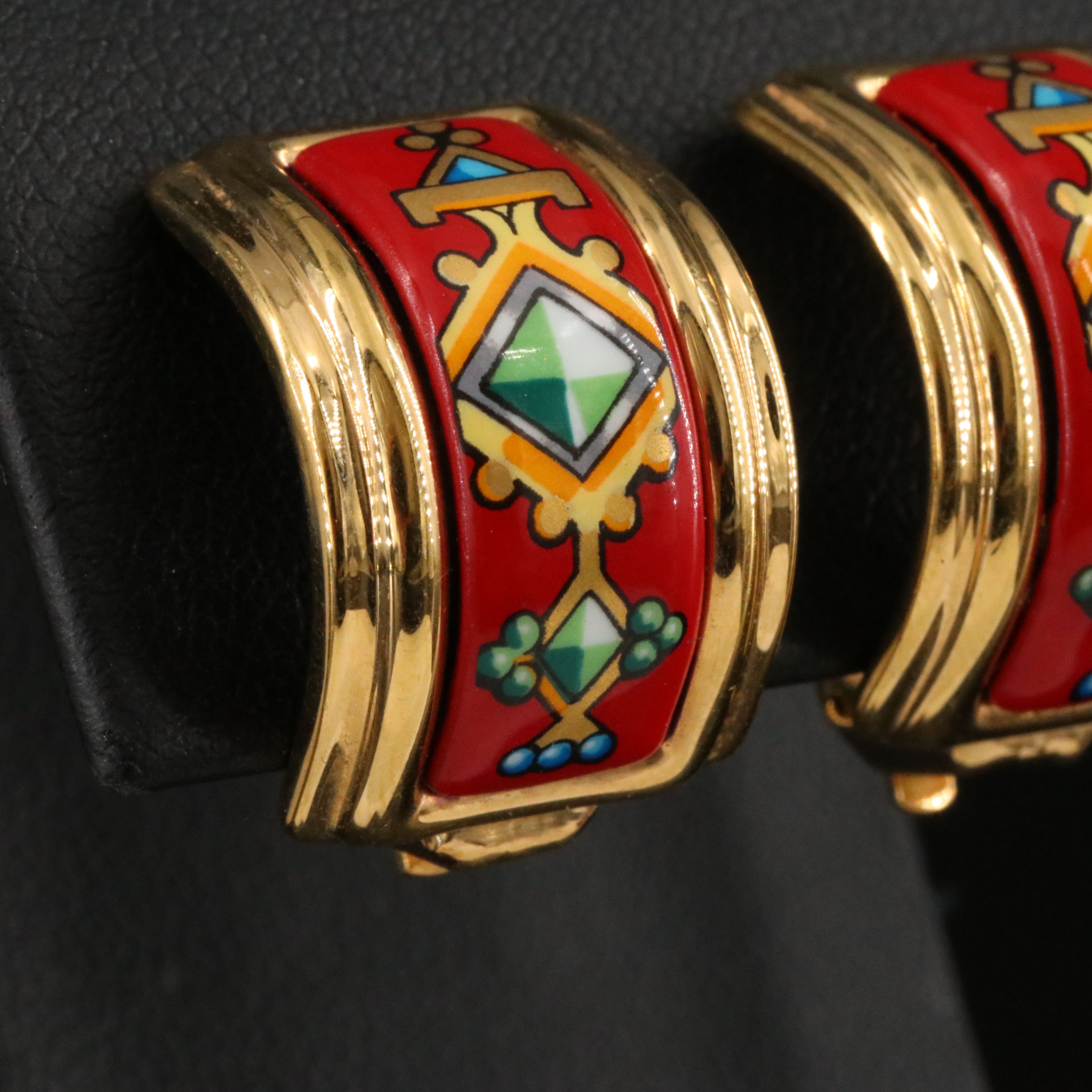 Hermès Red Enamel Clip Earrings