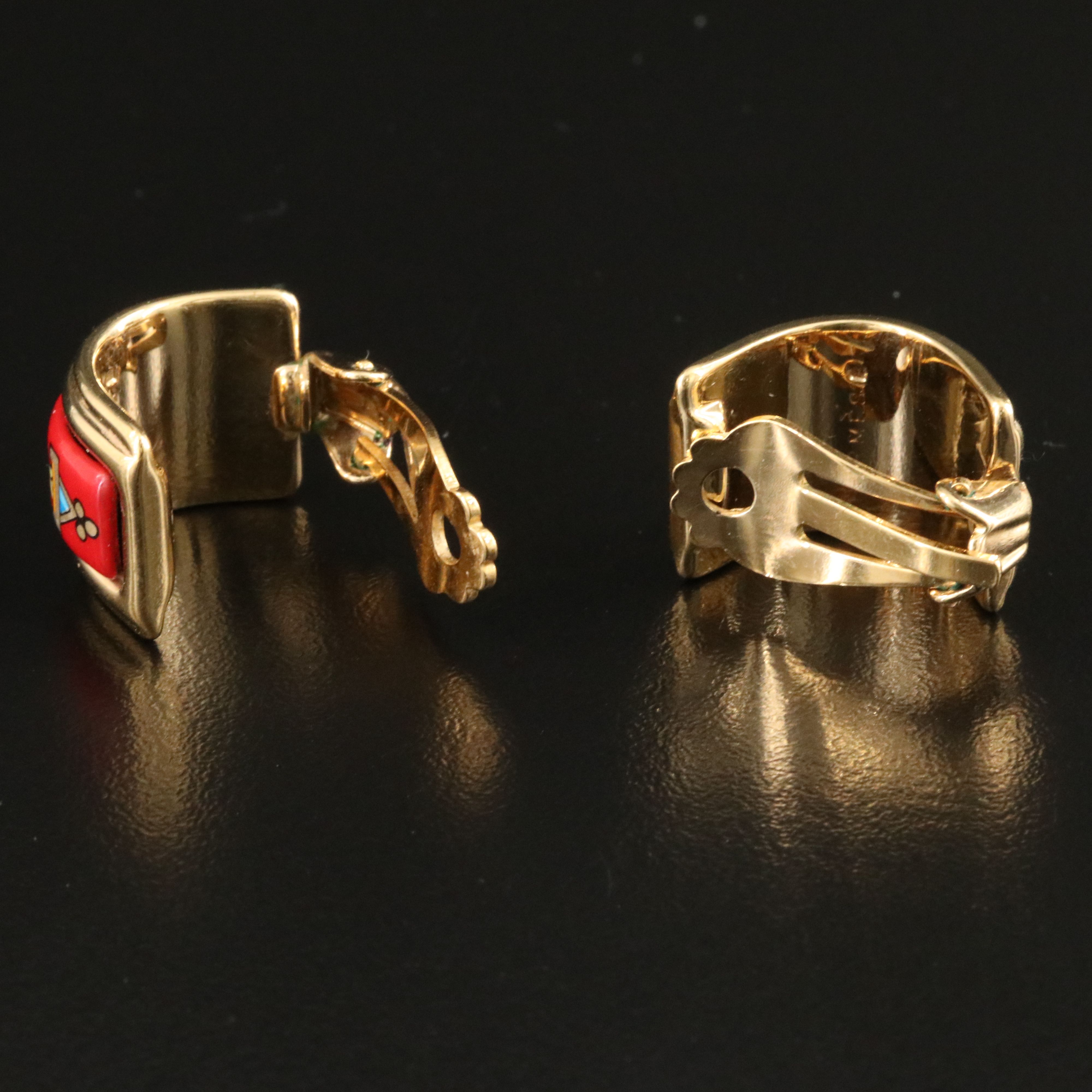 Hermès Red Enamel Clip Earrings