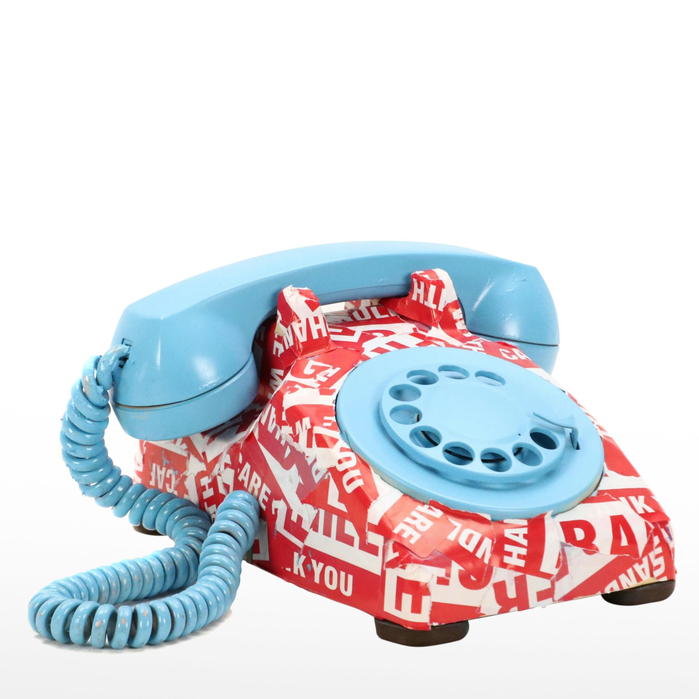 E.M. Zax Found Object Pop Art Phone with Fragile Tape, 2025