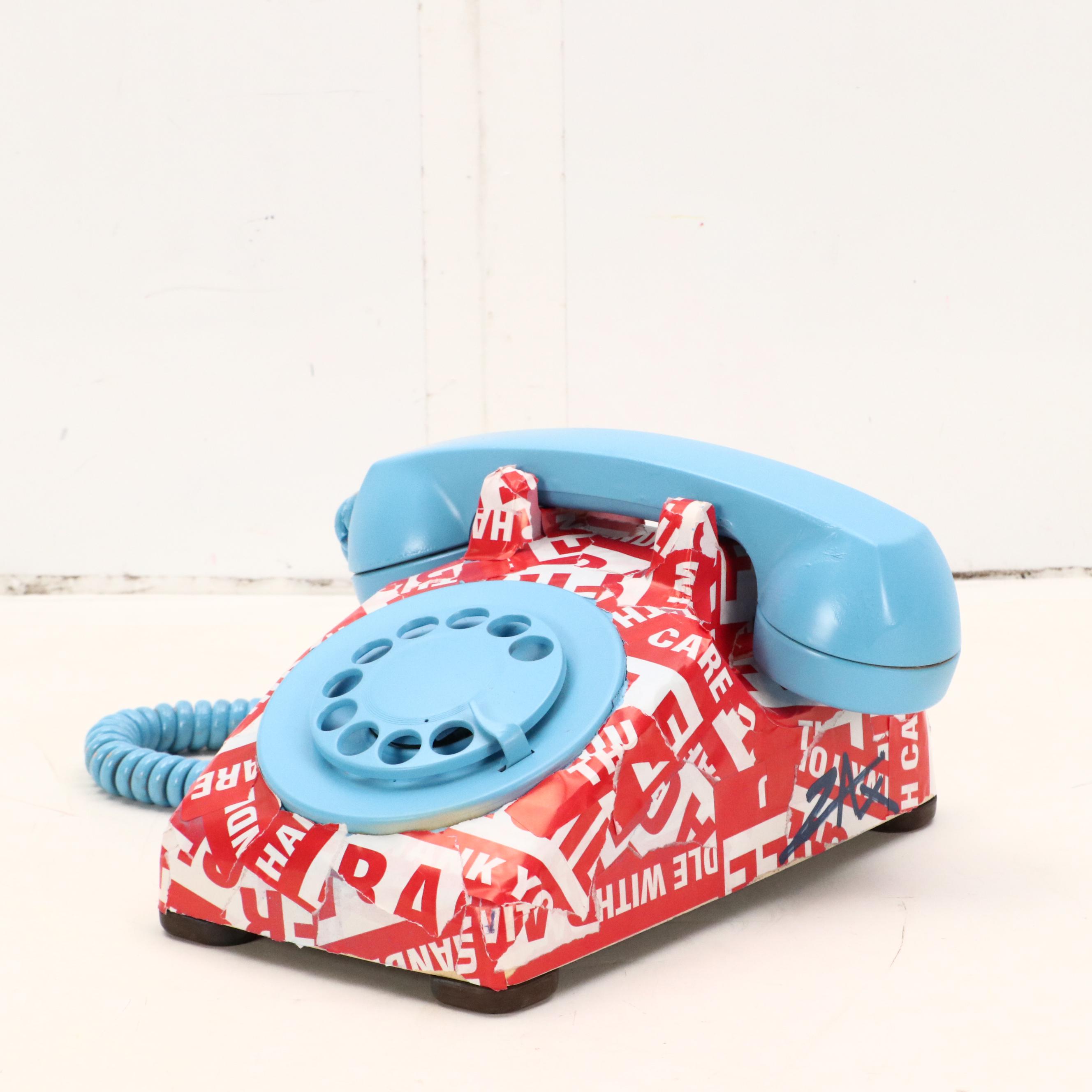 E.M. Zax Found Object Pop Art Phone with Fragile Tape, 2025