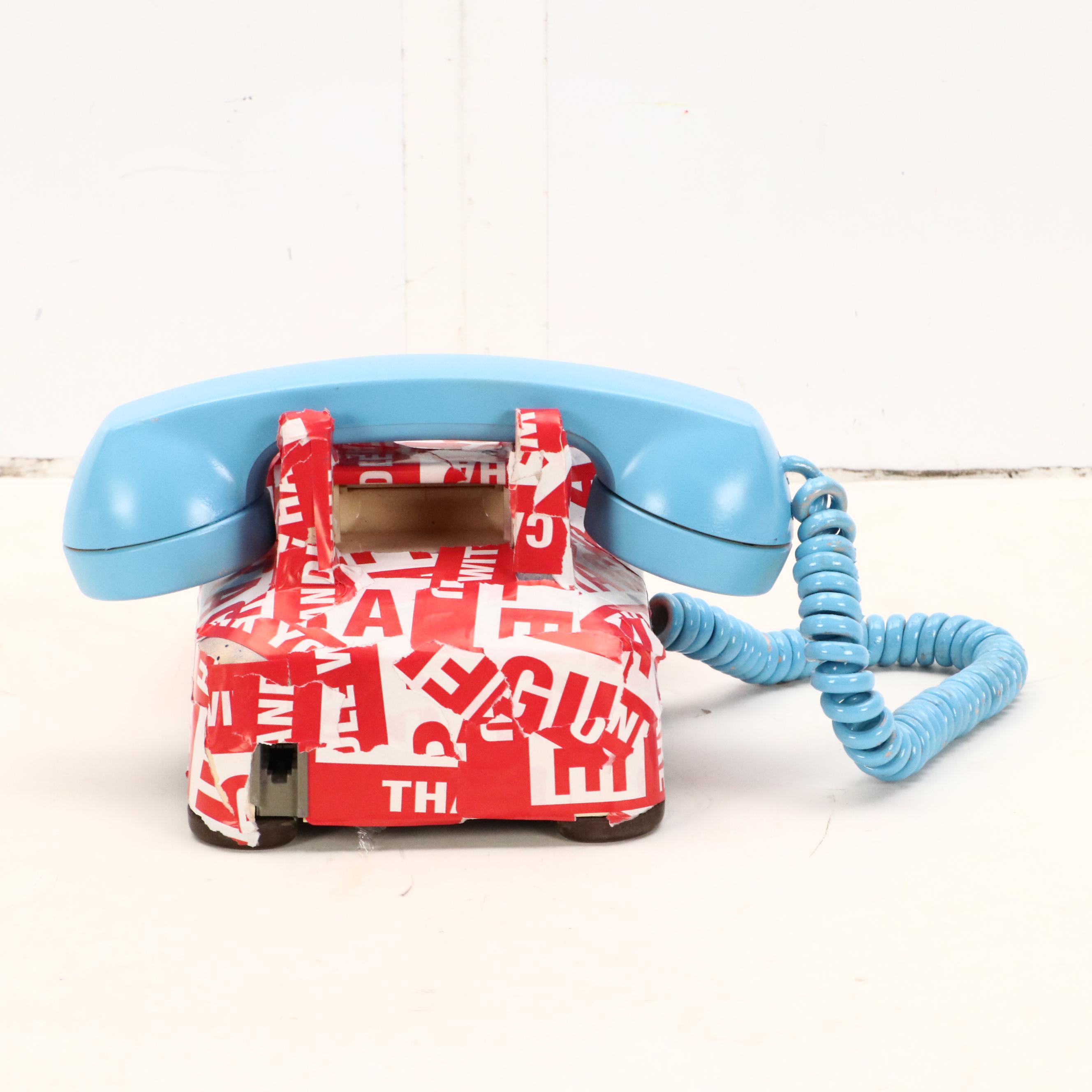 E.M. Zax Found Object Pop Art Phone with Fragile Tape, 2025