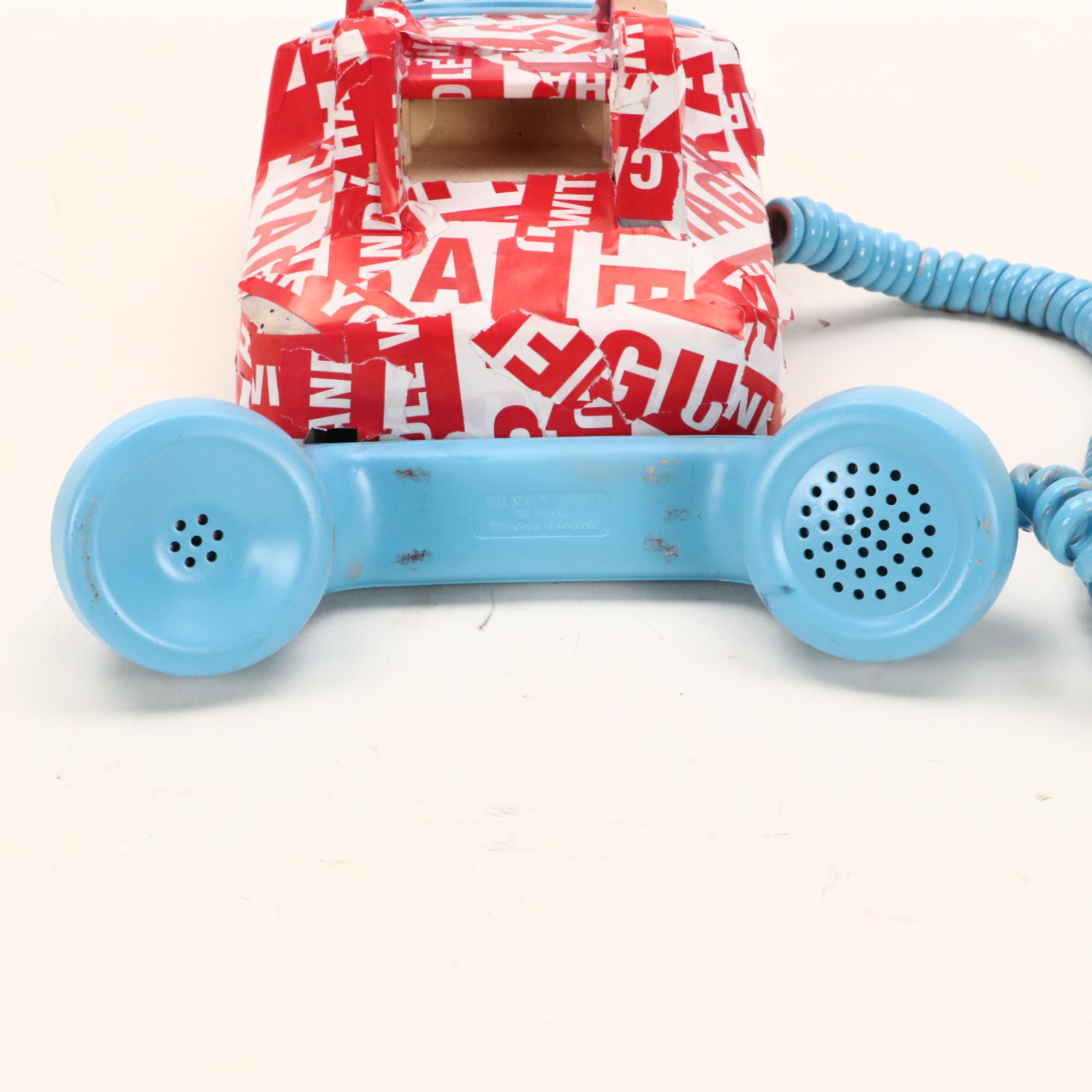 E.M. Zax Found Object Pop Art Phone with Fragile Tape, 2025