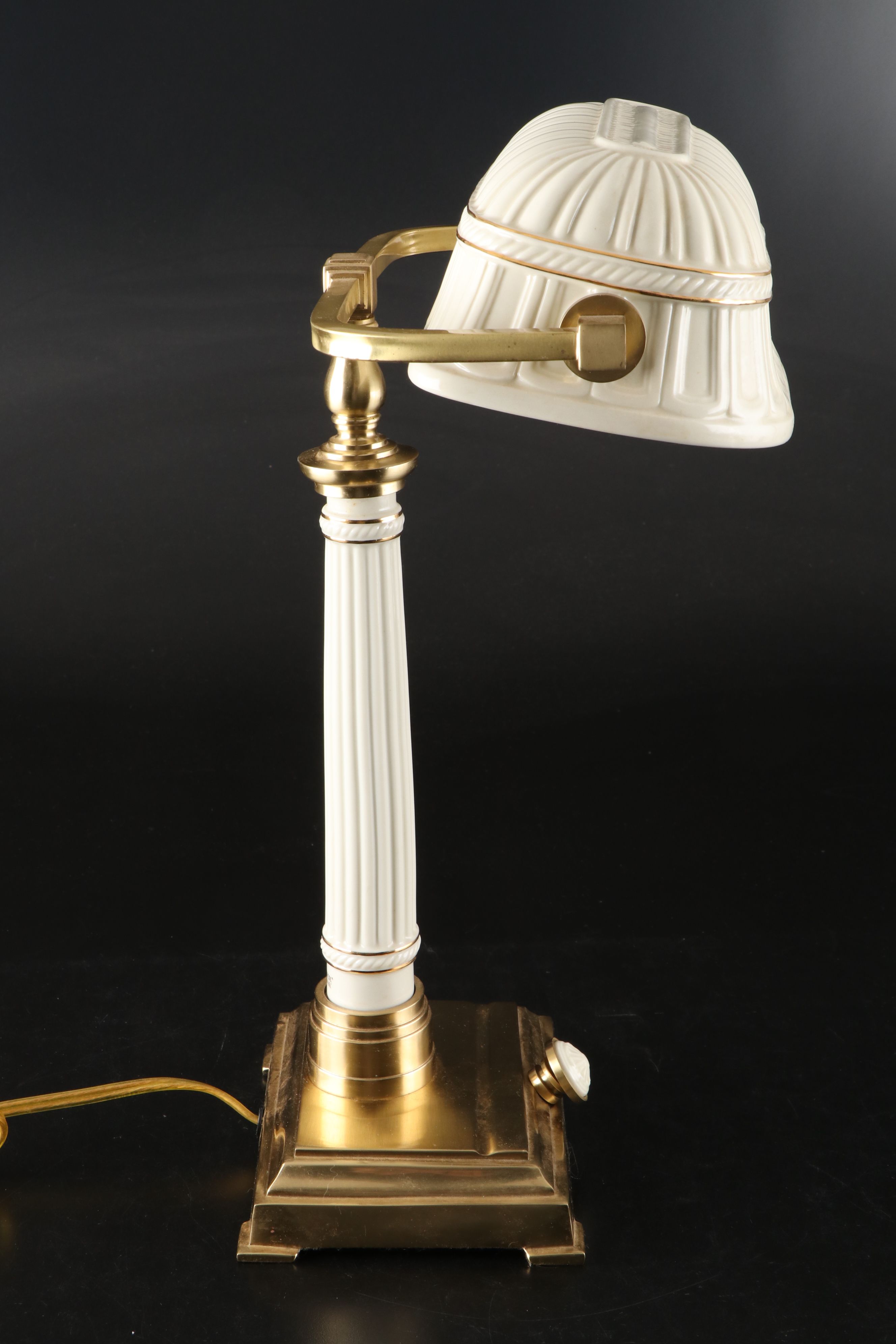 Quoizel for Lenox Bone China and Brass Bankers Desk Lamp