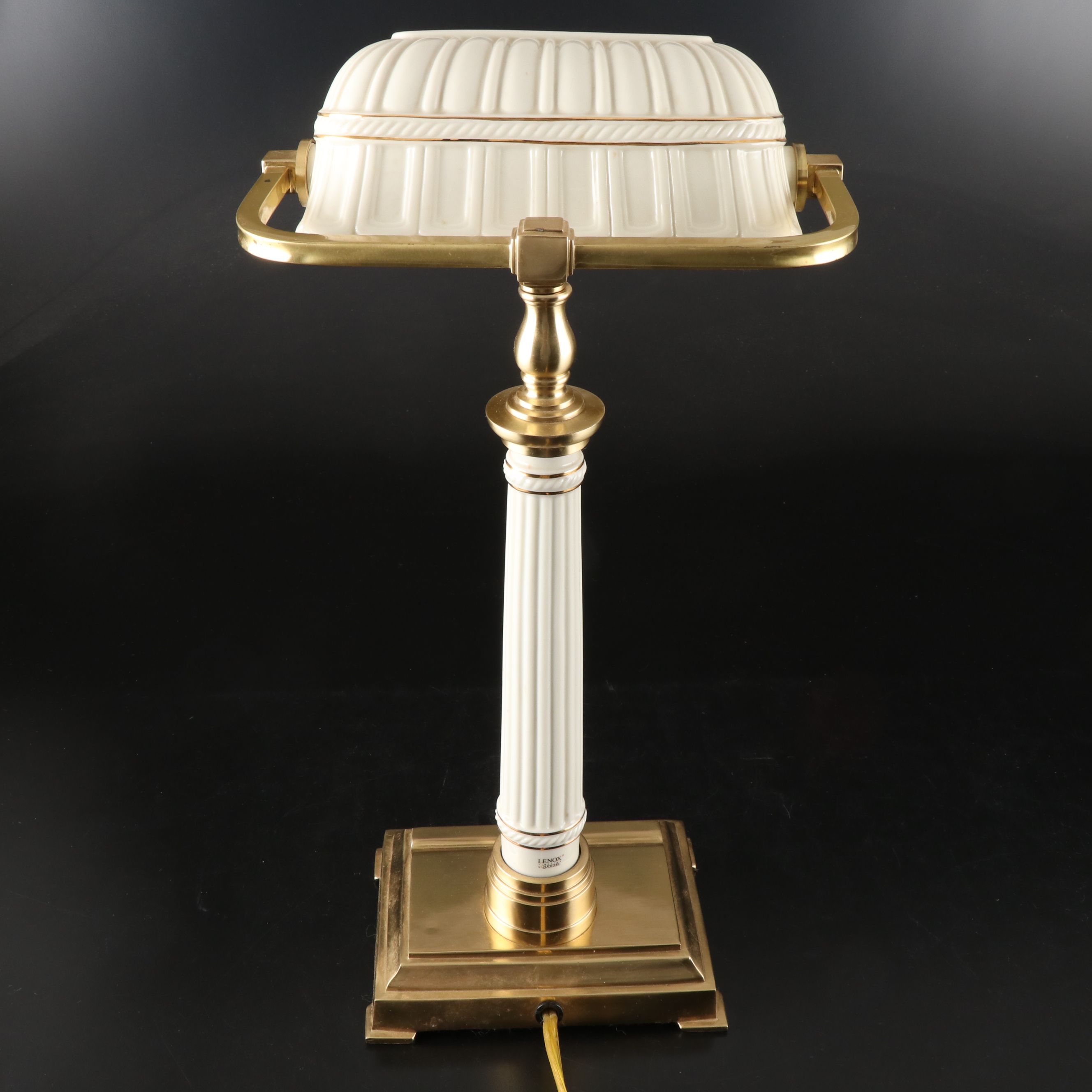 Quoizel for Lenox Bone China and Brass Bankers Desk Lamp