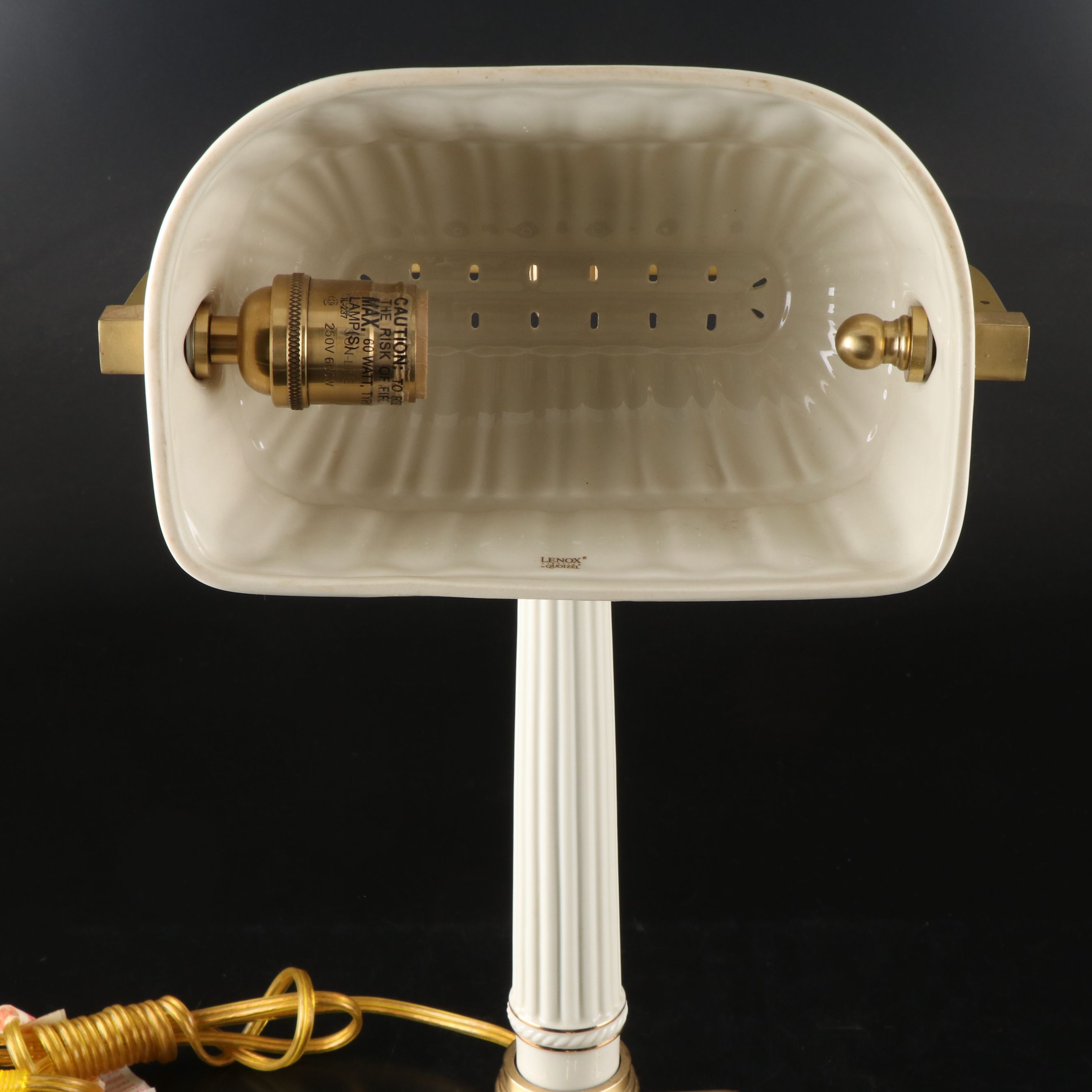 Quoizel for Lenox Bone China and Brass Bankers Desk Lamp