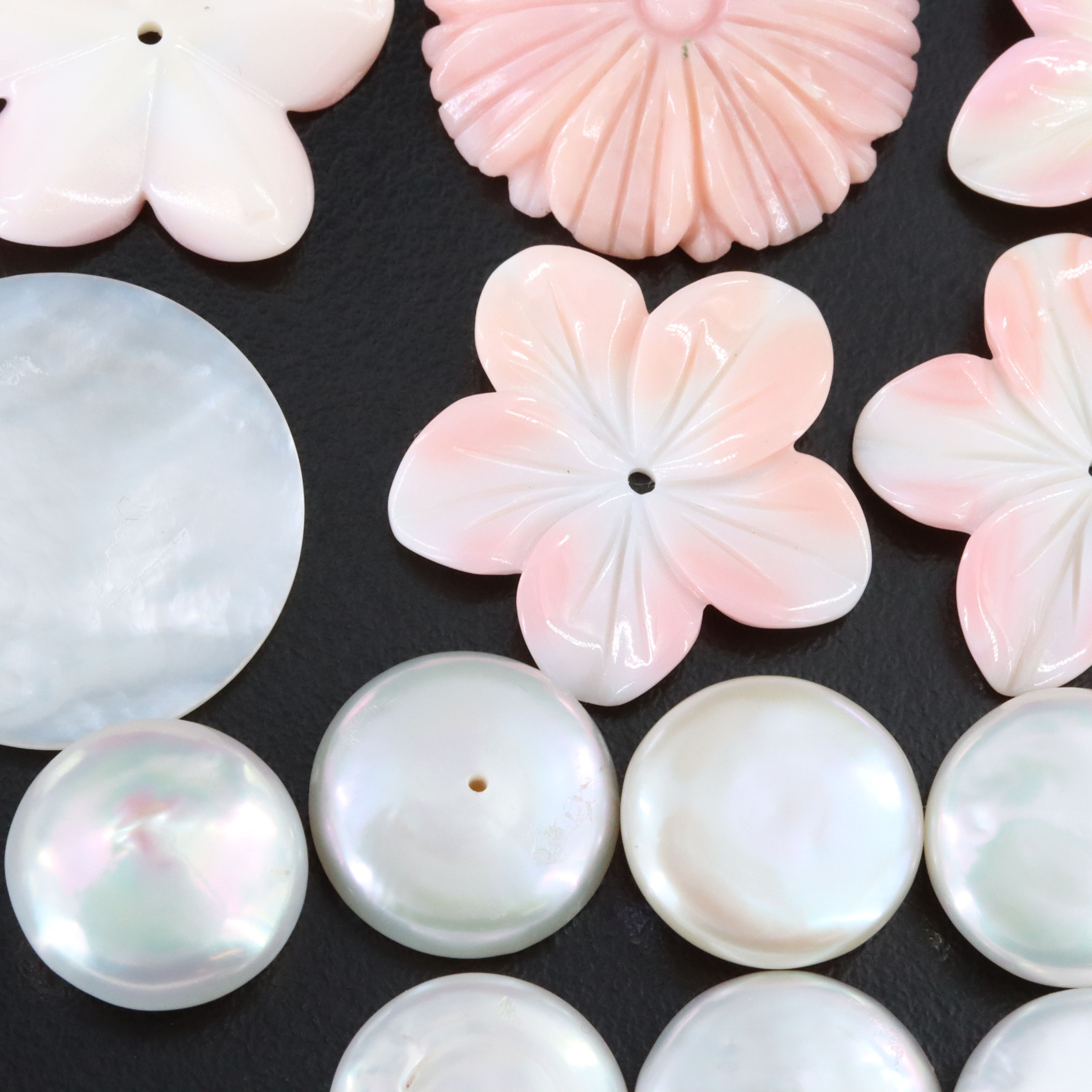 Loose Gemstone Lot Including Pearl, Rose Quartz and Mother-of-Pearl