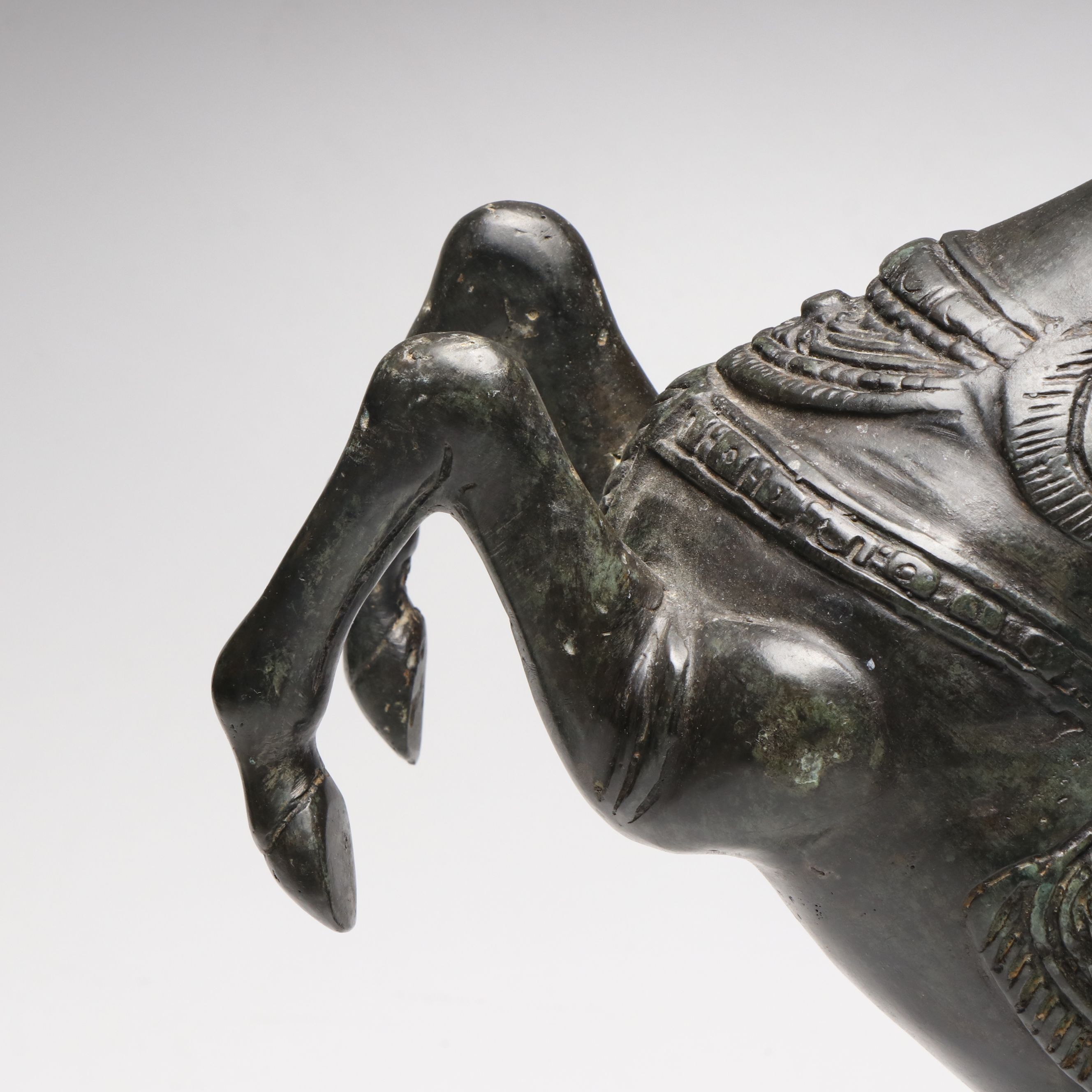 Chinese Style Bronzed Metal Rearing Horse Statuette