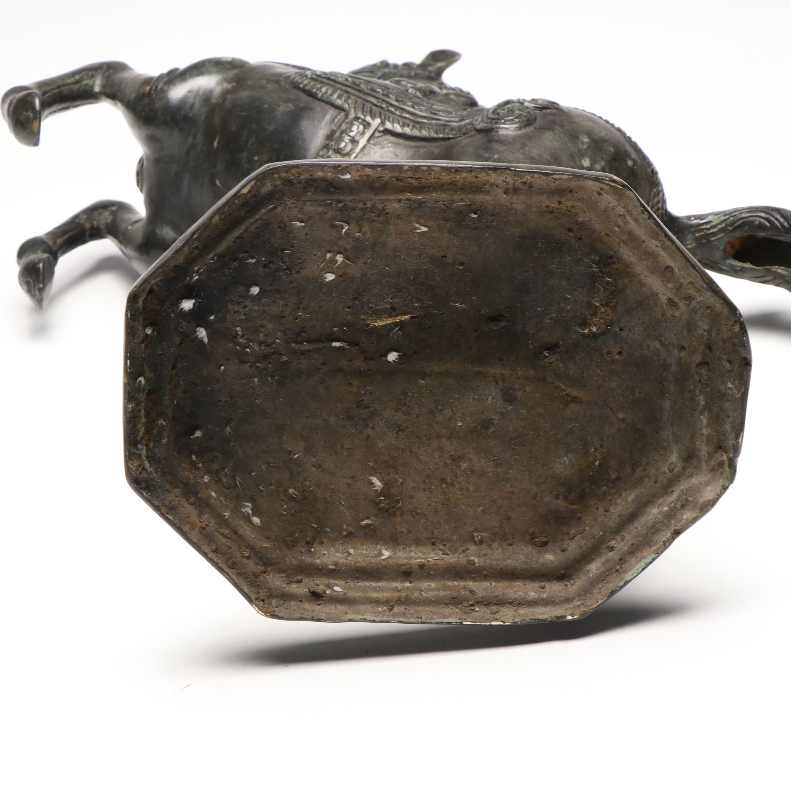 Chinese Style Bronzed Metal Rearing Horse Statuette