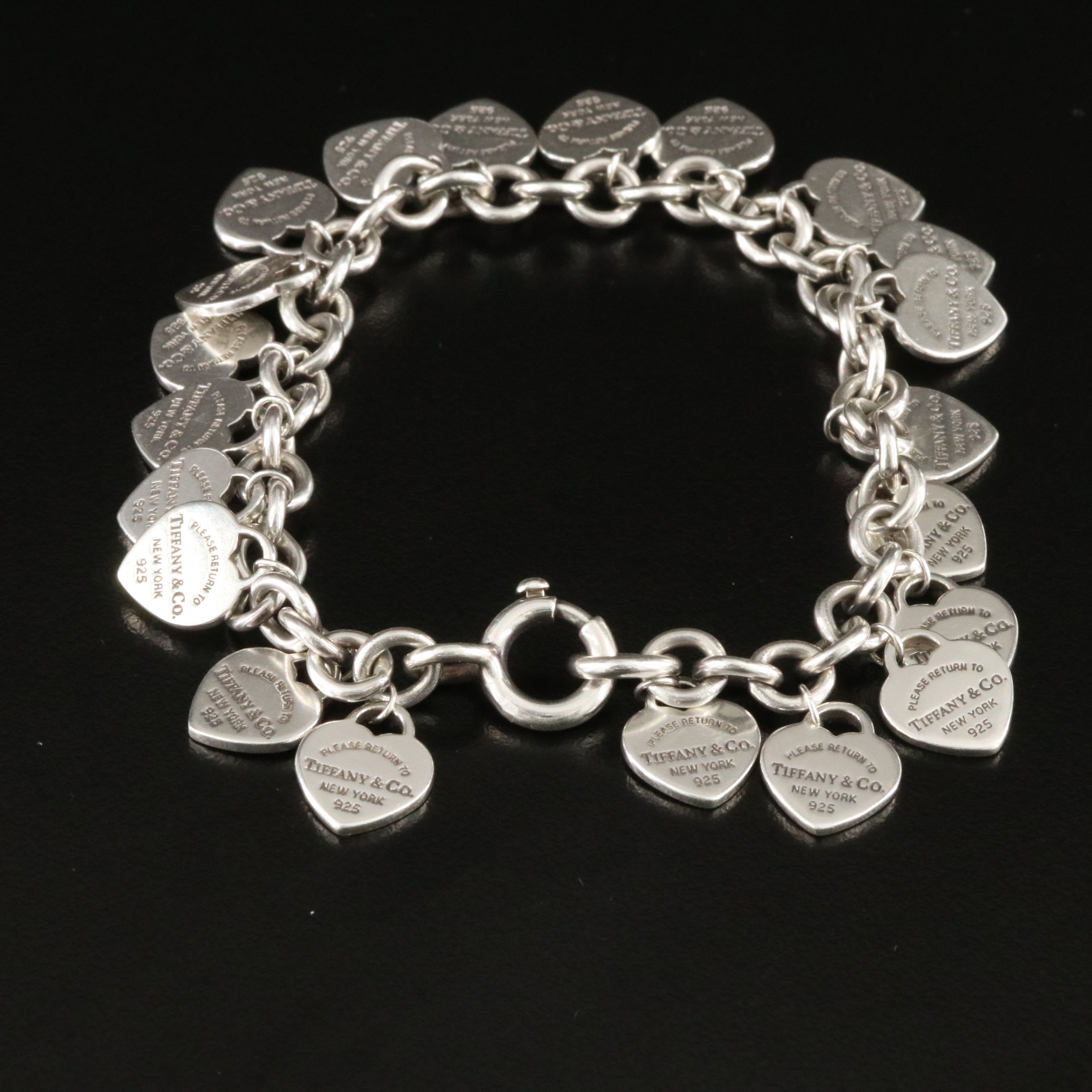 Tiffany & Co. Return to Tiffany Sterling Multi Heart Tag Charm Bracelet