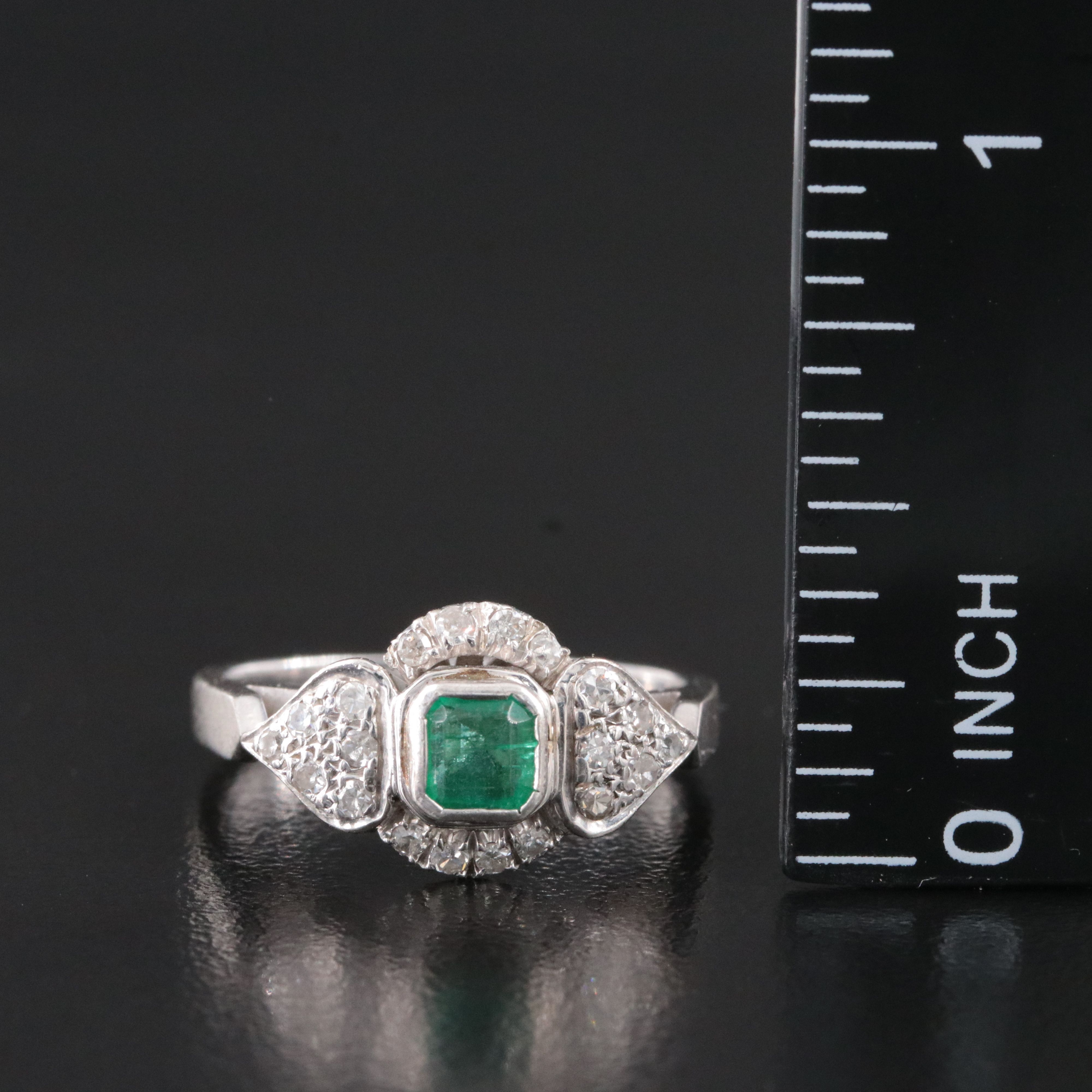 10K Emerald and Diamond Ring