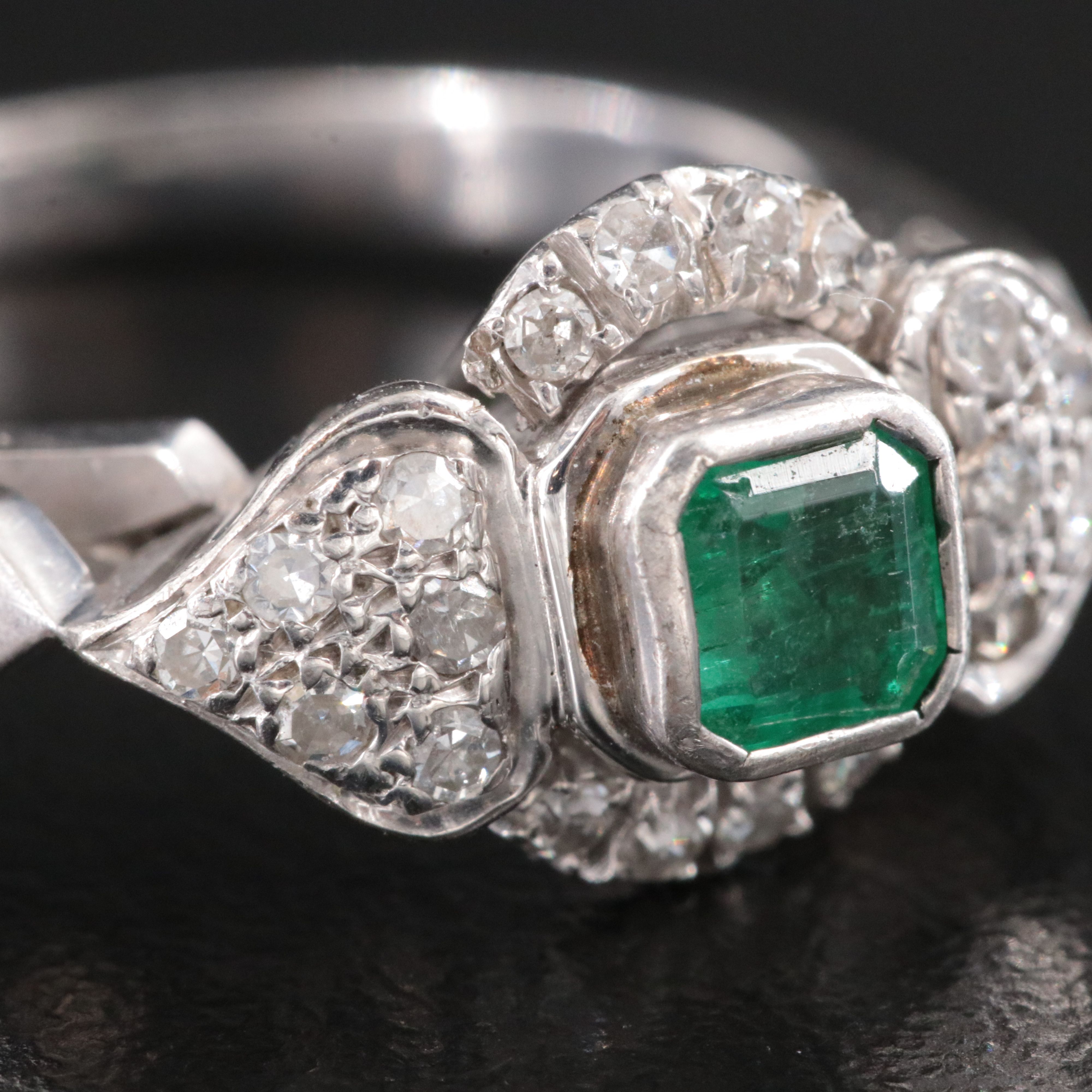 10K Emerald and Diamond Ring