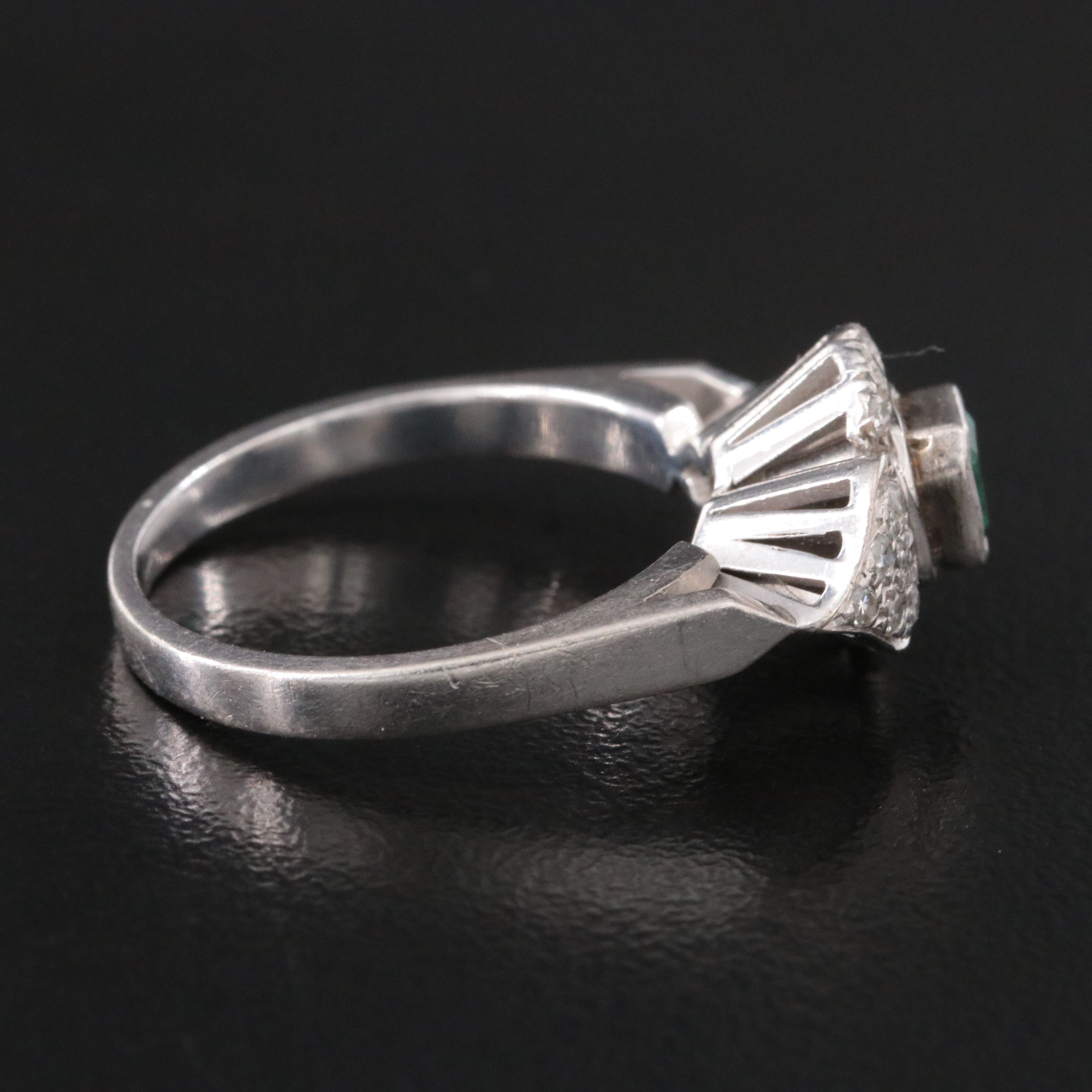 10K Emerald and Diamond Ring