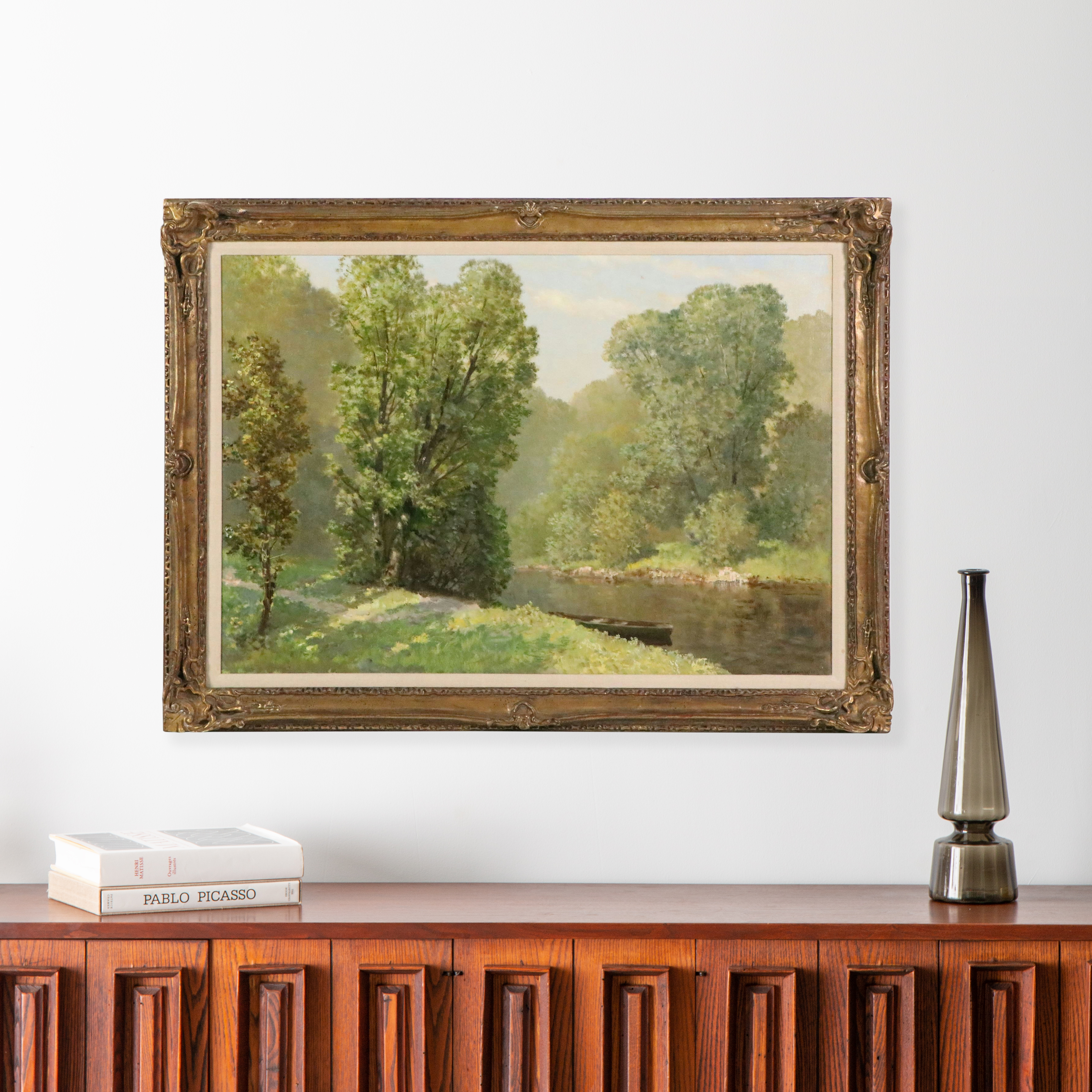Konstantin Mackiewicz River Landscape Oil Painting