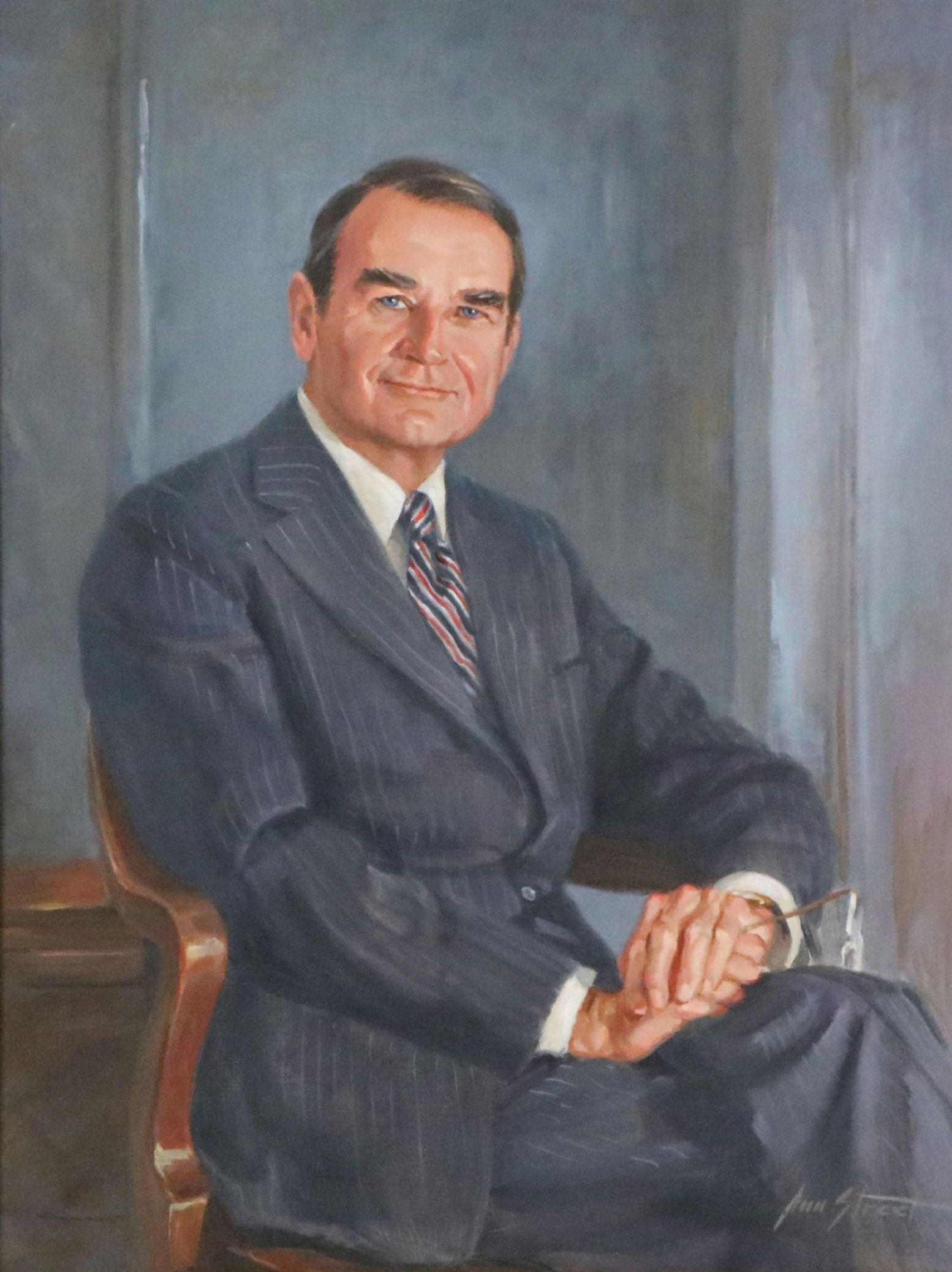 Ann Street Portrait Oil Painting, Late 20th Century