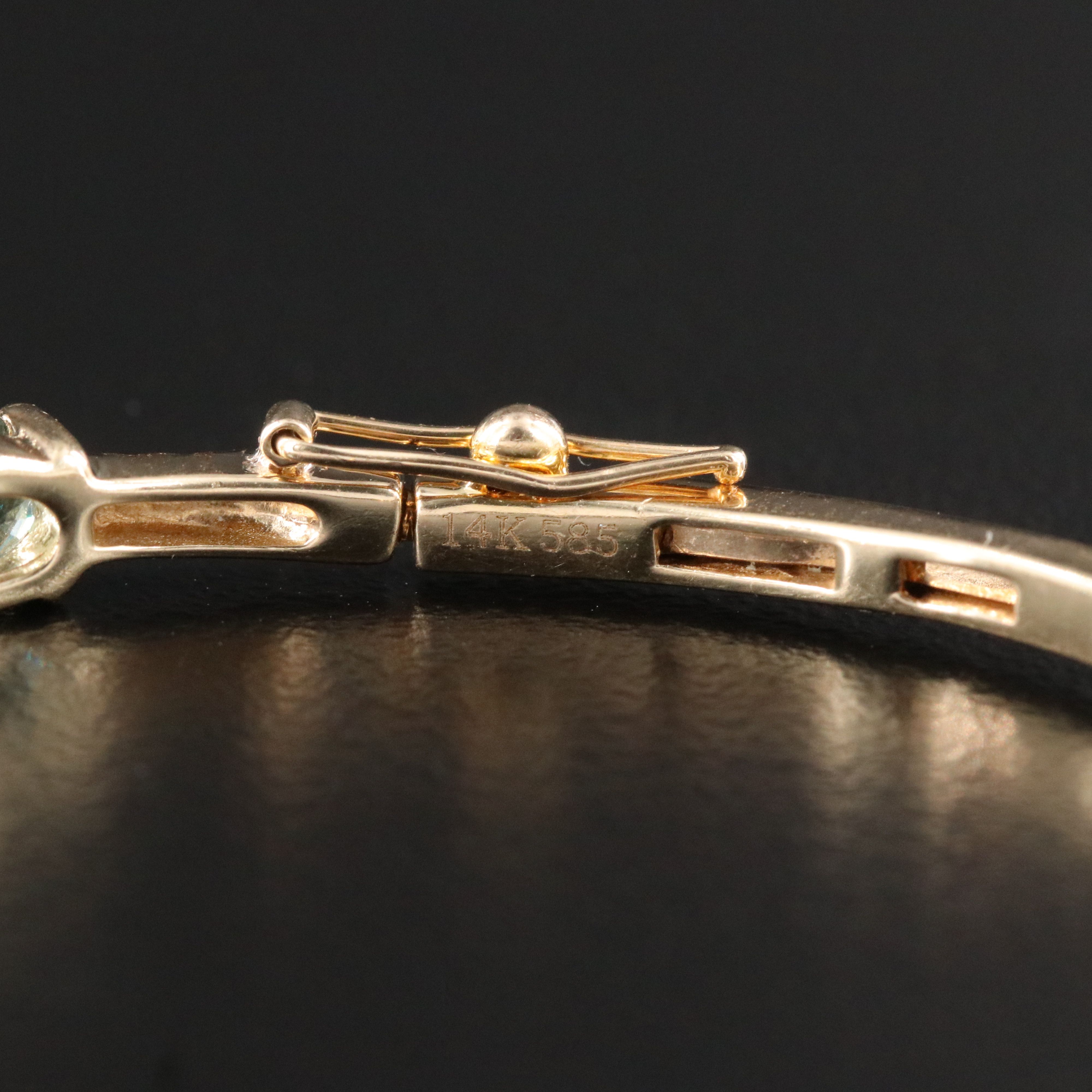 14K Green Sapphire and Diamond Hinged Bracelet
