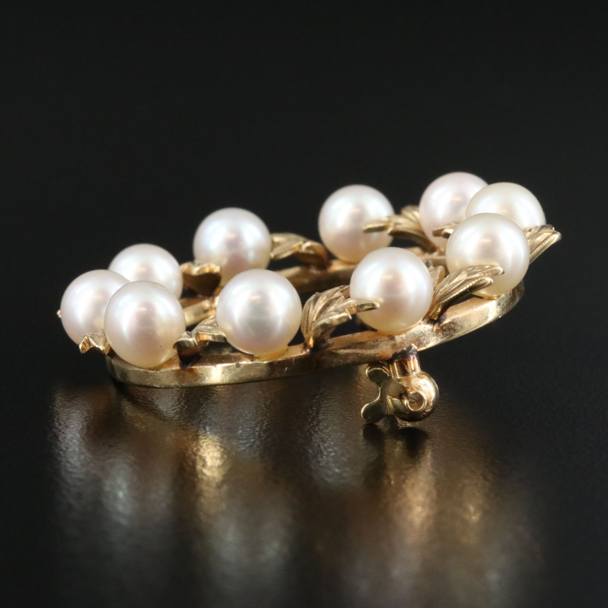 Mikimoto 14K Pearl Wreath Brooch