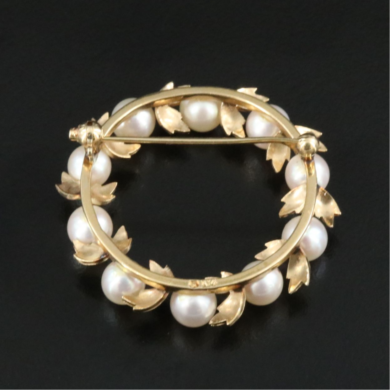 Mikimoto 14K Pearl Wreath Brooch
