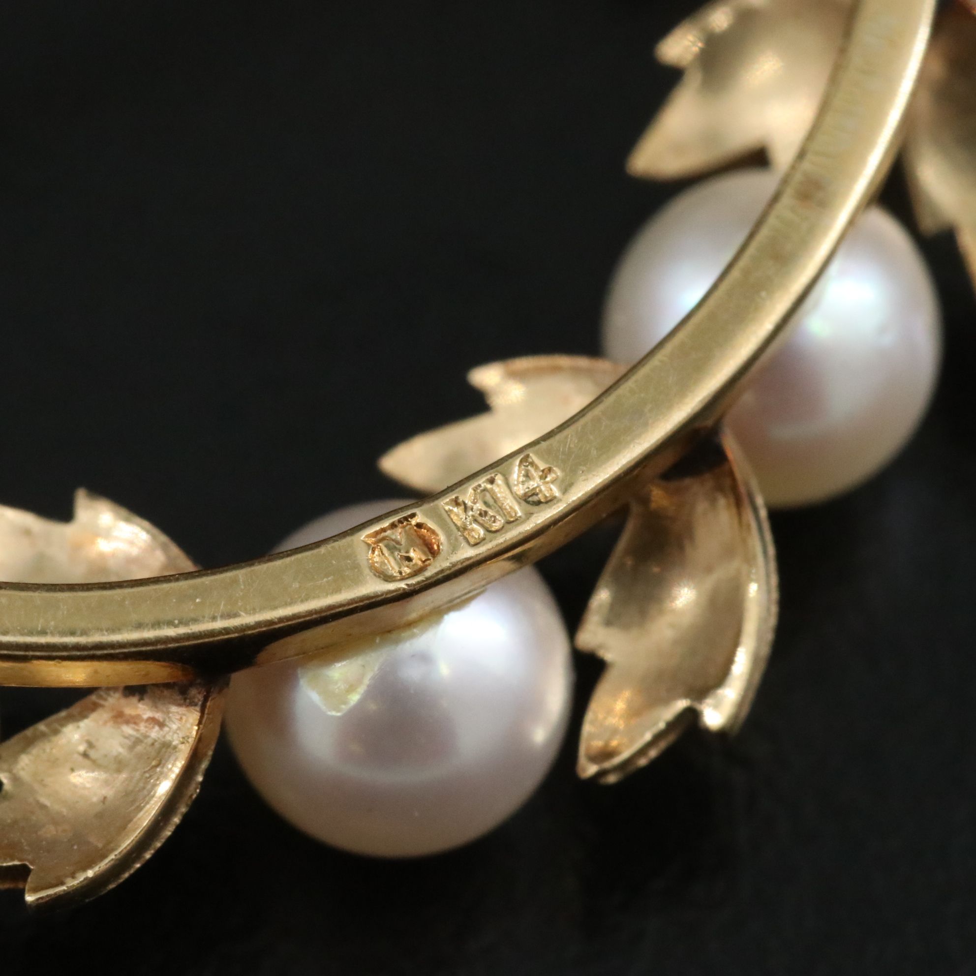 Mikimoto 14K Pearl Wreath Brooch
