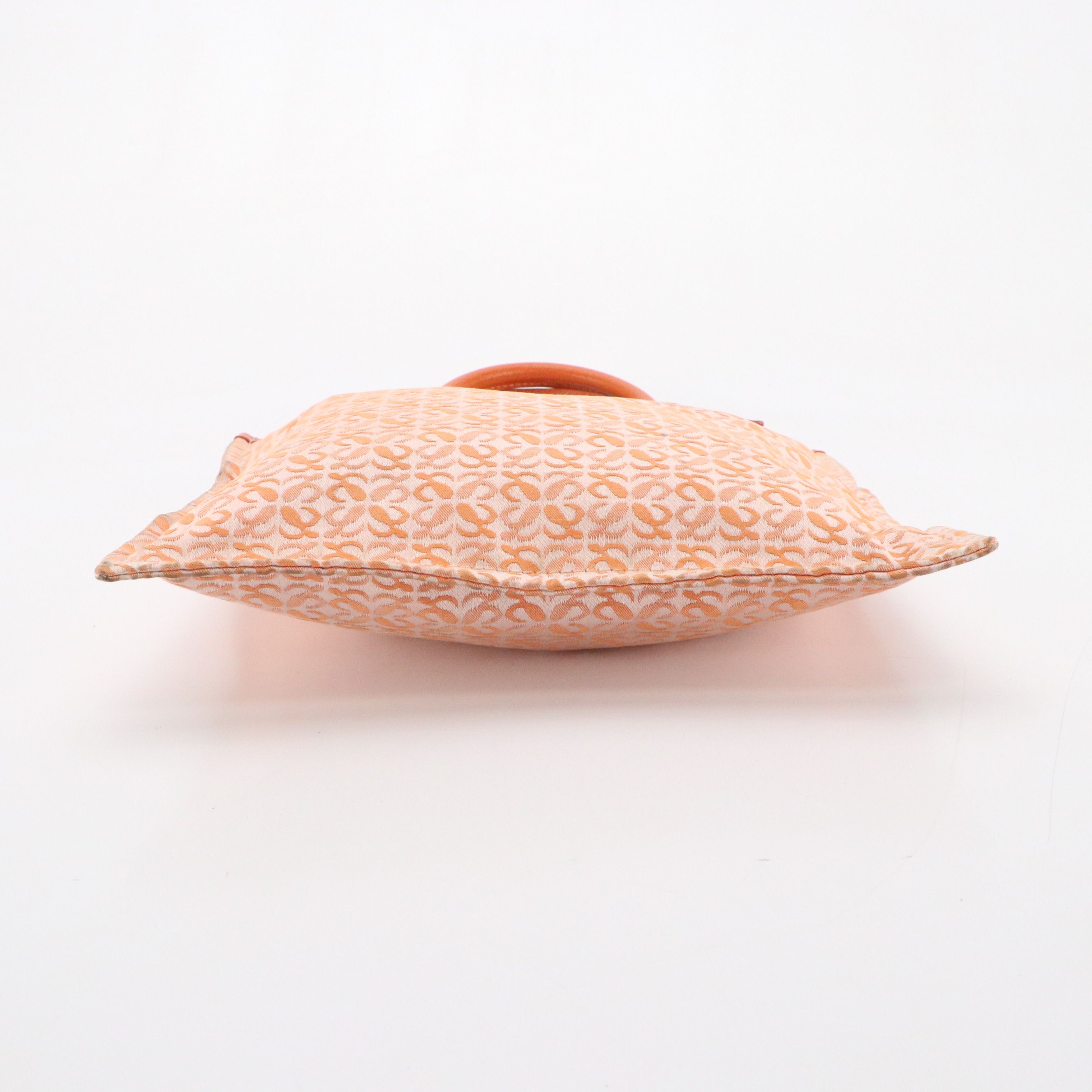 Loewe Top Handle Tote Bag in Orange Jacquard and Grained Leather