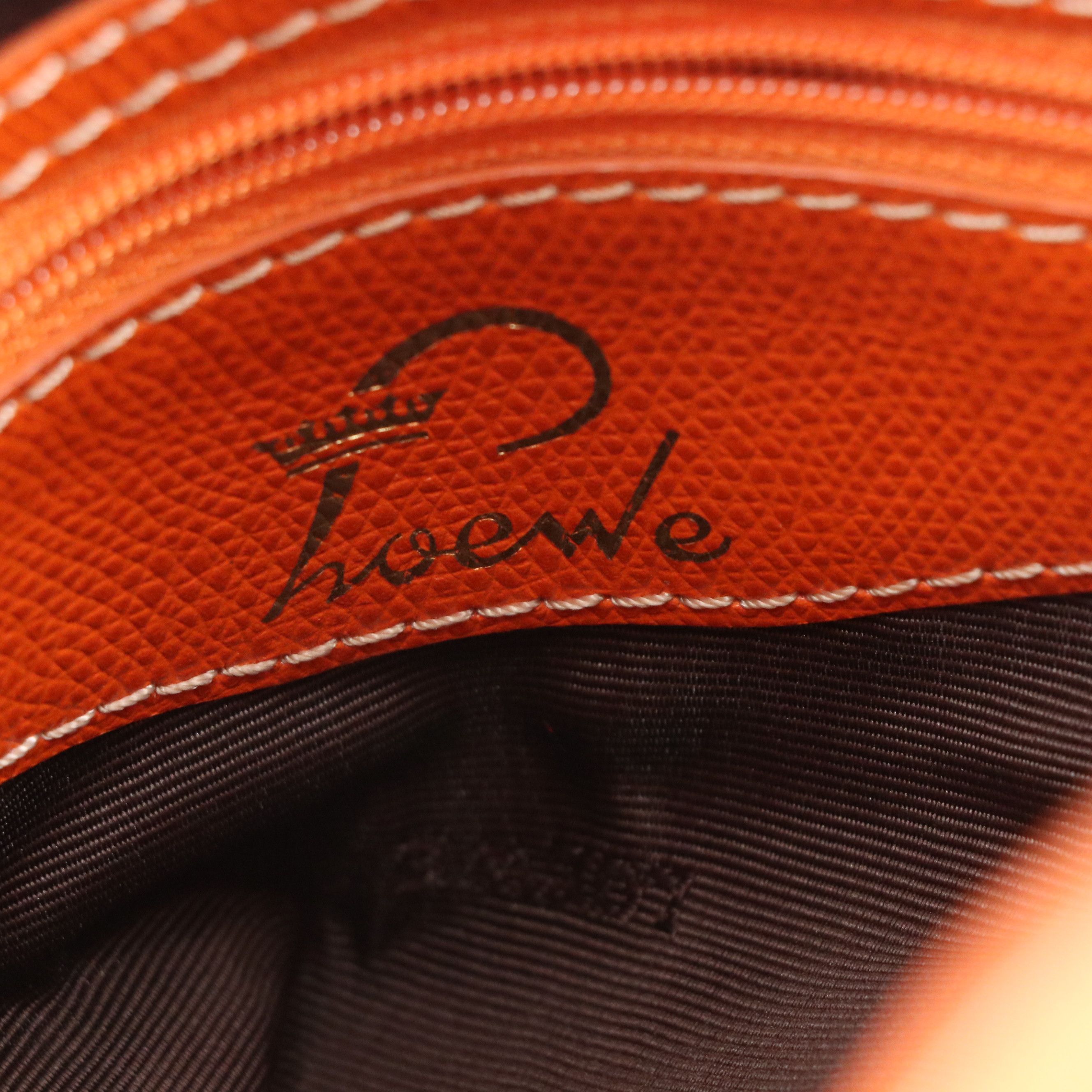 Loewe Top Handle Tote Bag in Orange Jacquard and Grained Leather