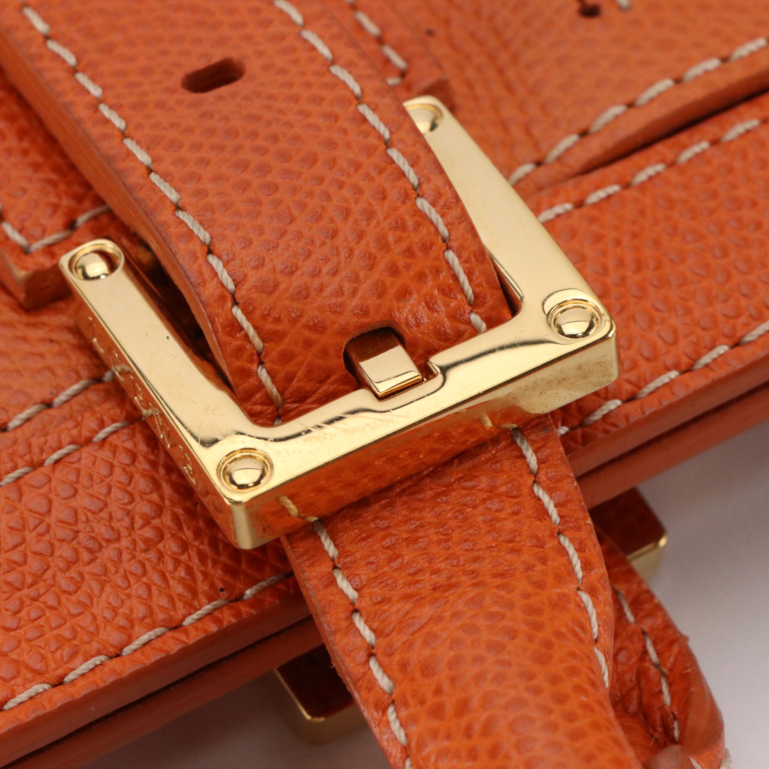 Loewe Top Handle Tote Bag in Orange Jacquard and Grained Leather