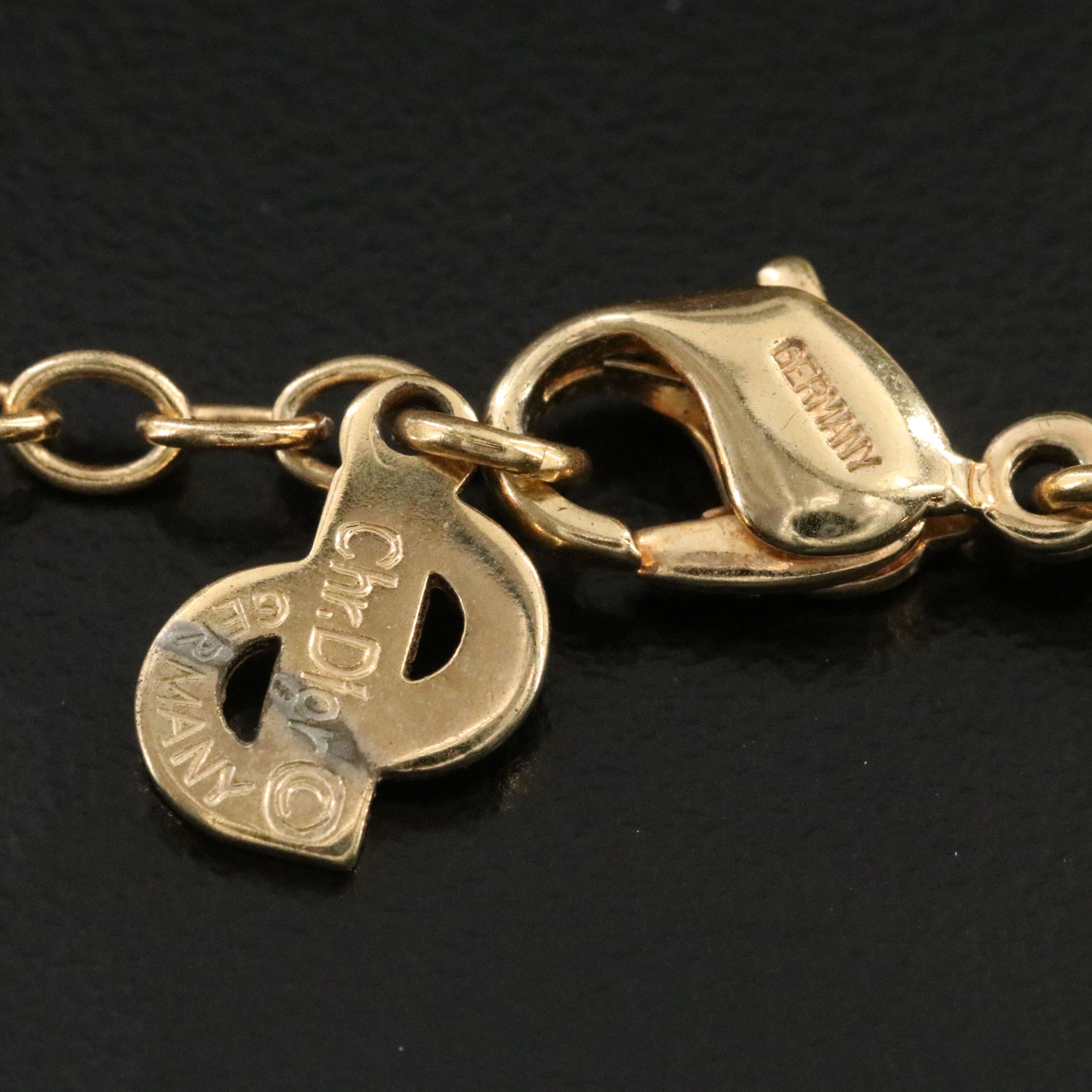 Christian Dior Black  Enamel Tablet Pendant Necklace