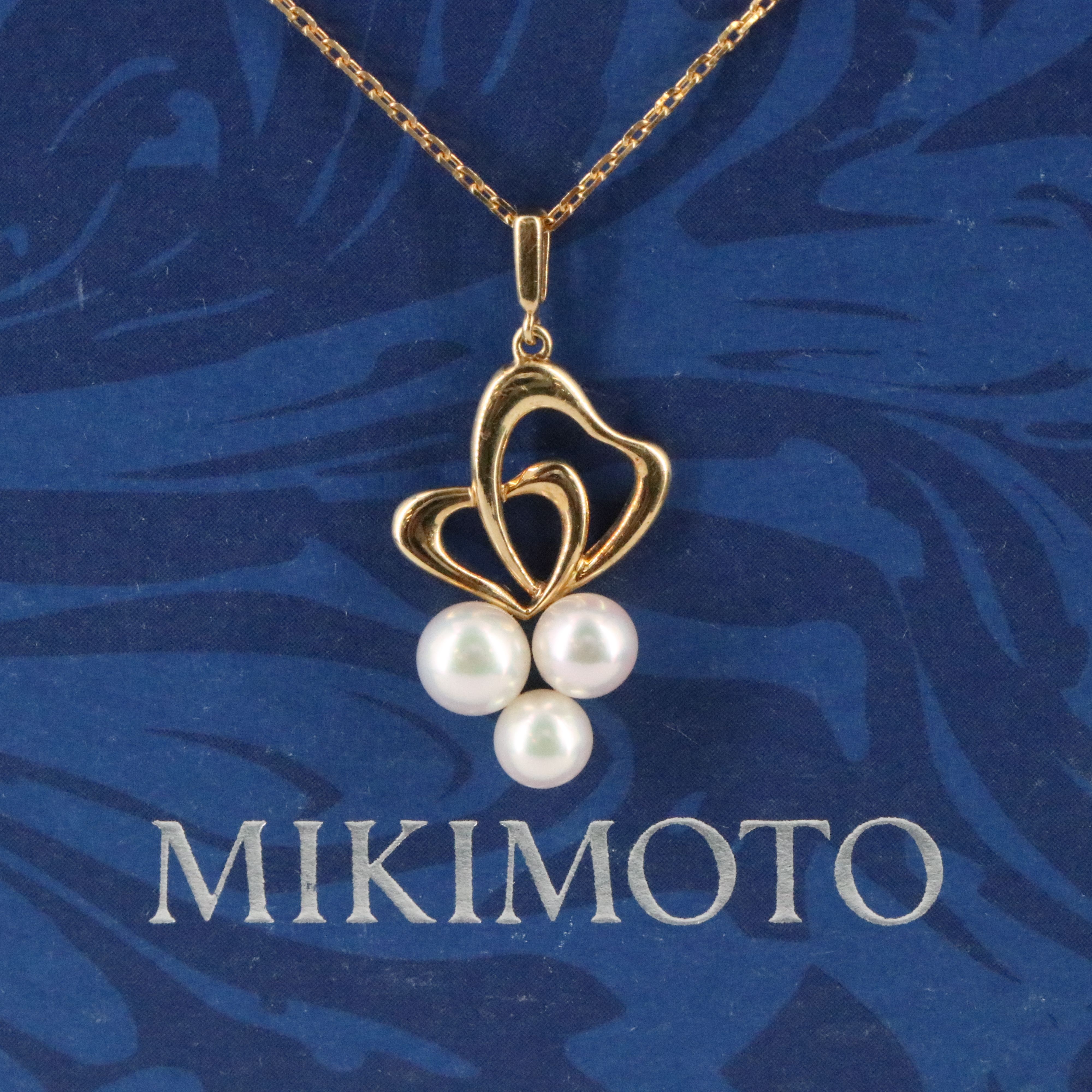 Mikimoto 18K Pearl Double Heart Pendant Necklace