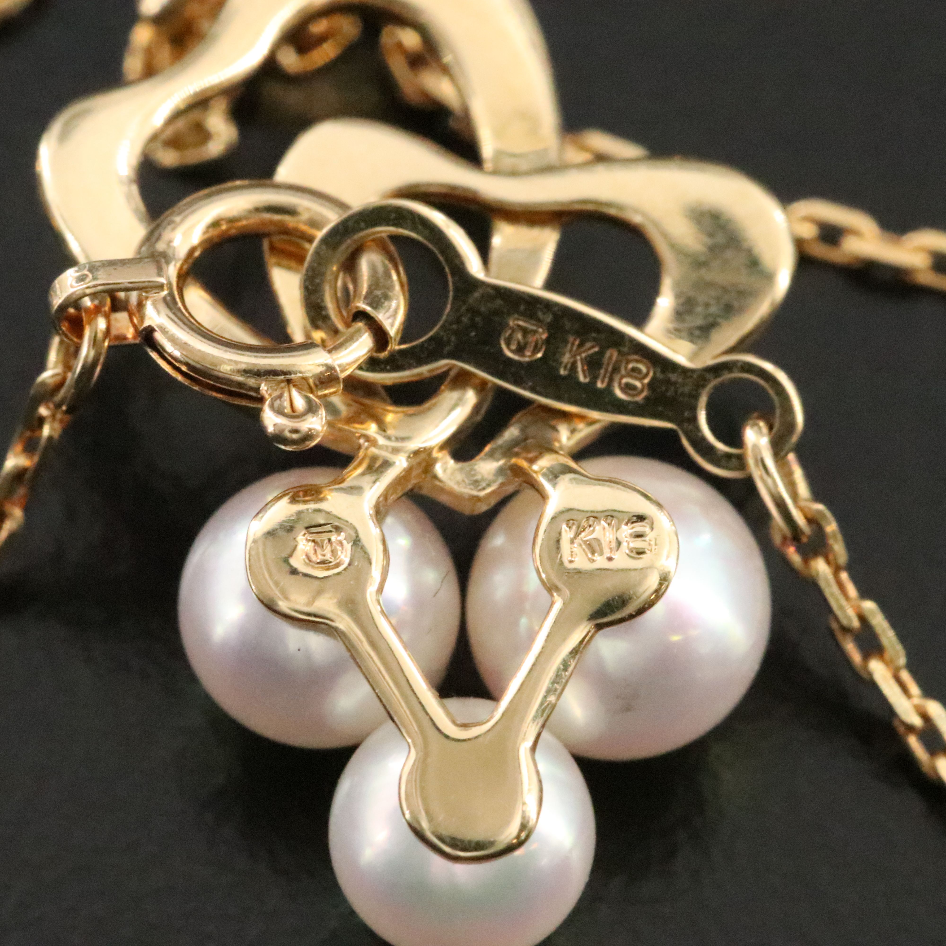 Mikimoto 18K Pearl Double Heart Pendant Necklace