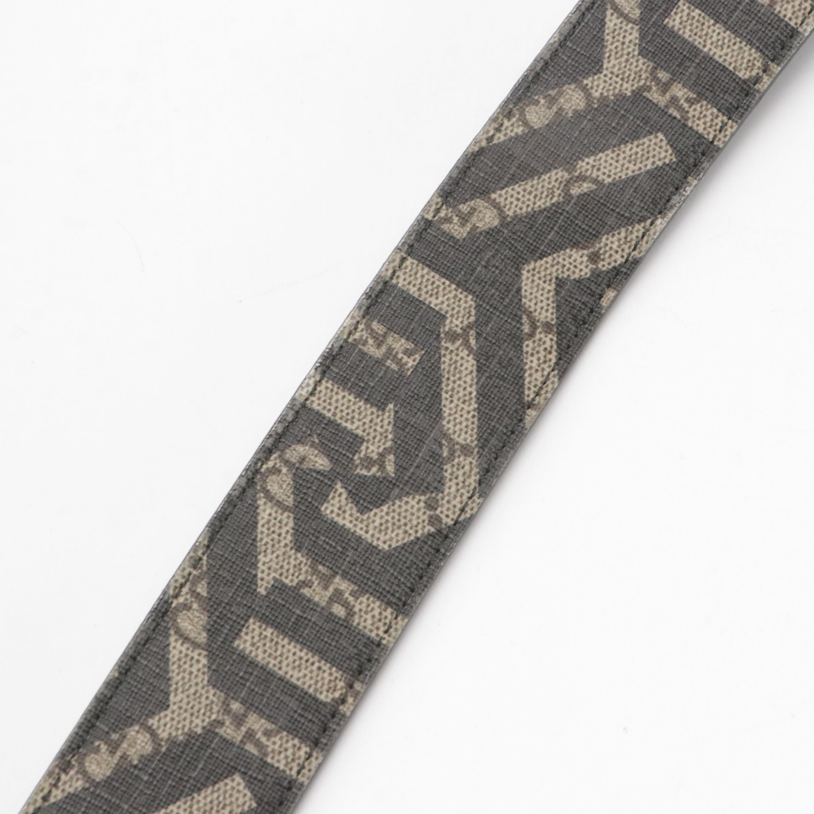 Gucci Interlocking G Belt in Printed GG Supreme Canvas and Black Leather