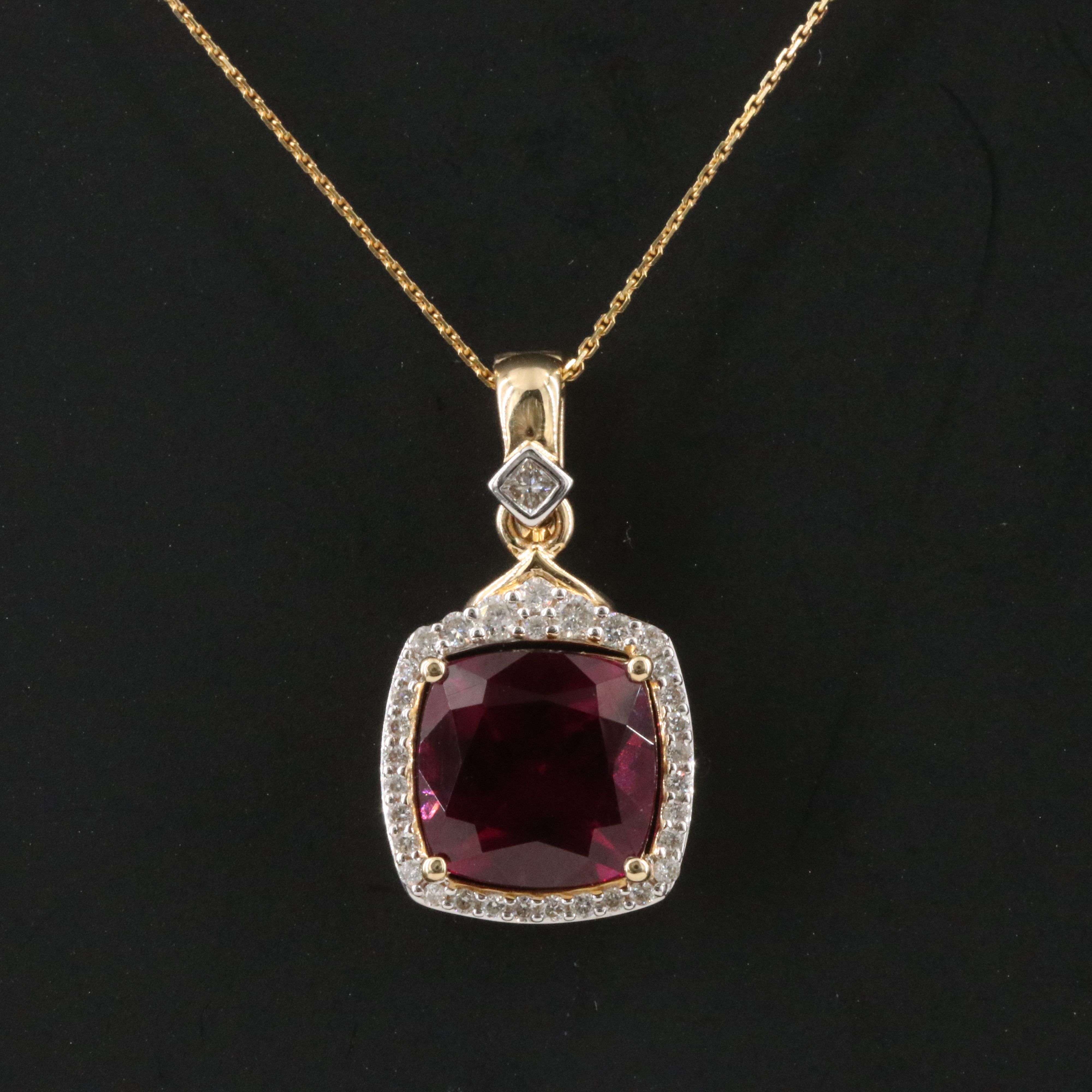 14K Garnet and Diamond Enhancer Pendant Necklace