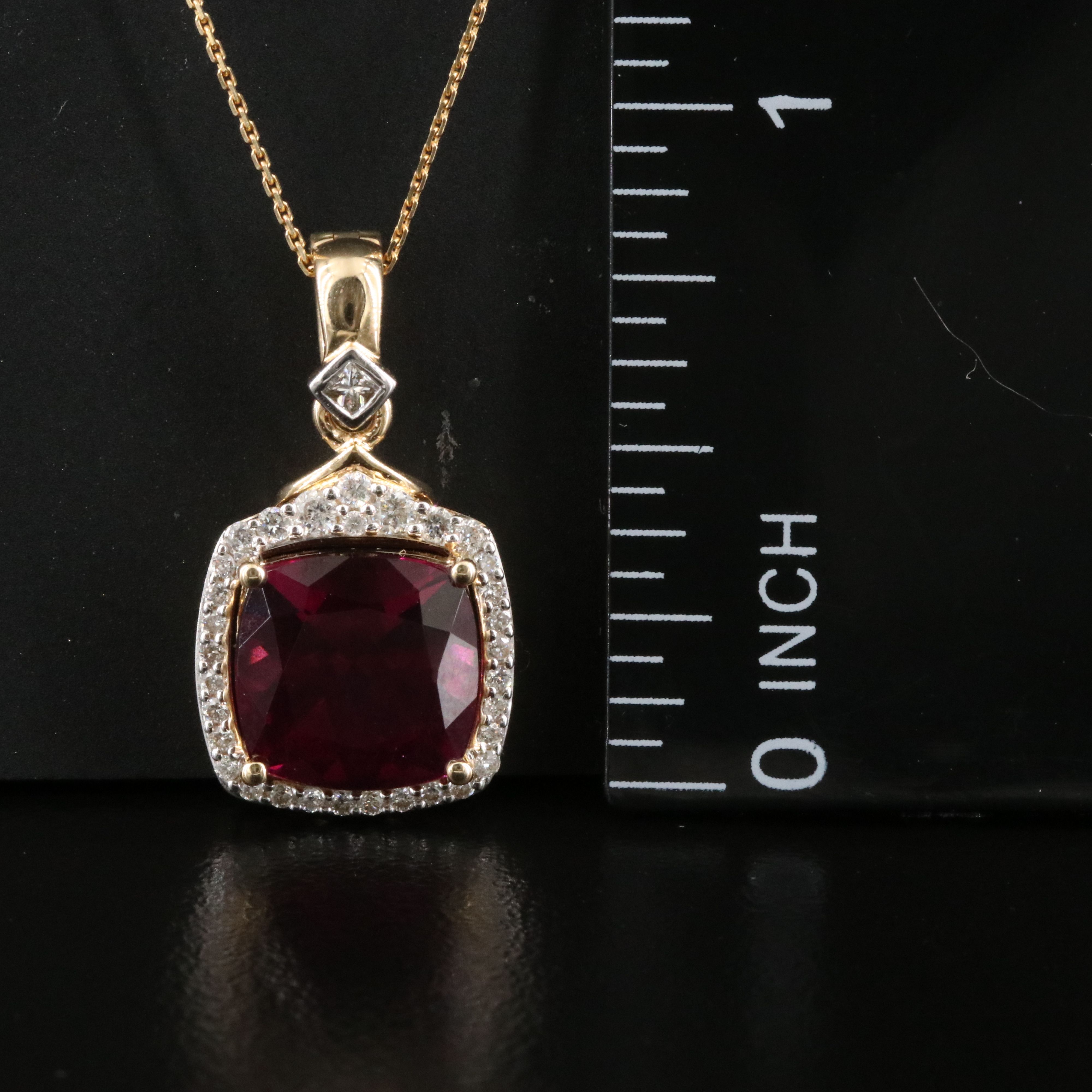 14K Garnet and Diamond Enhancer Pendant Necklace