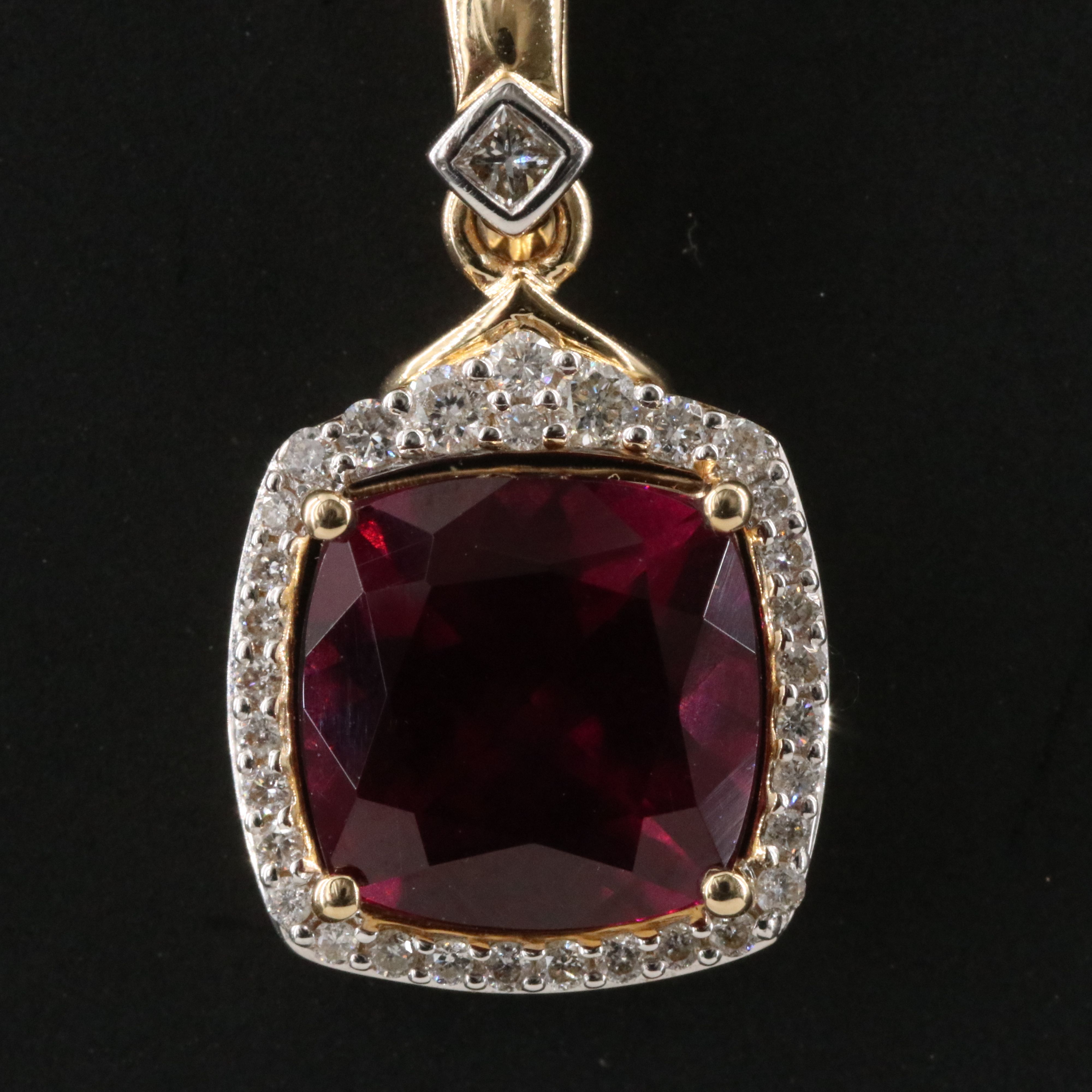 14K Garnet and Diamond Enhancer Pendant Necklace
