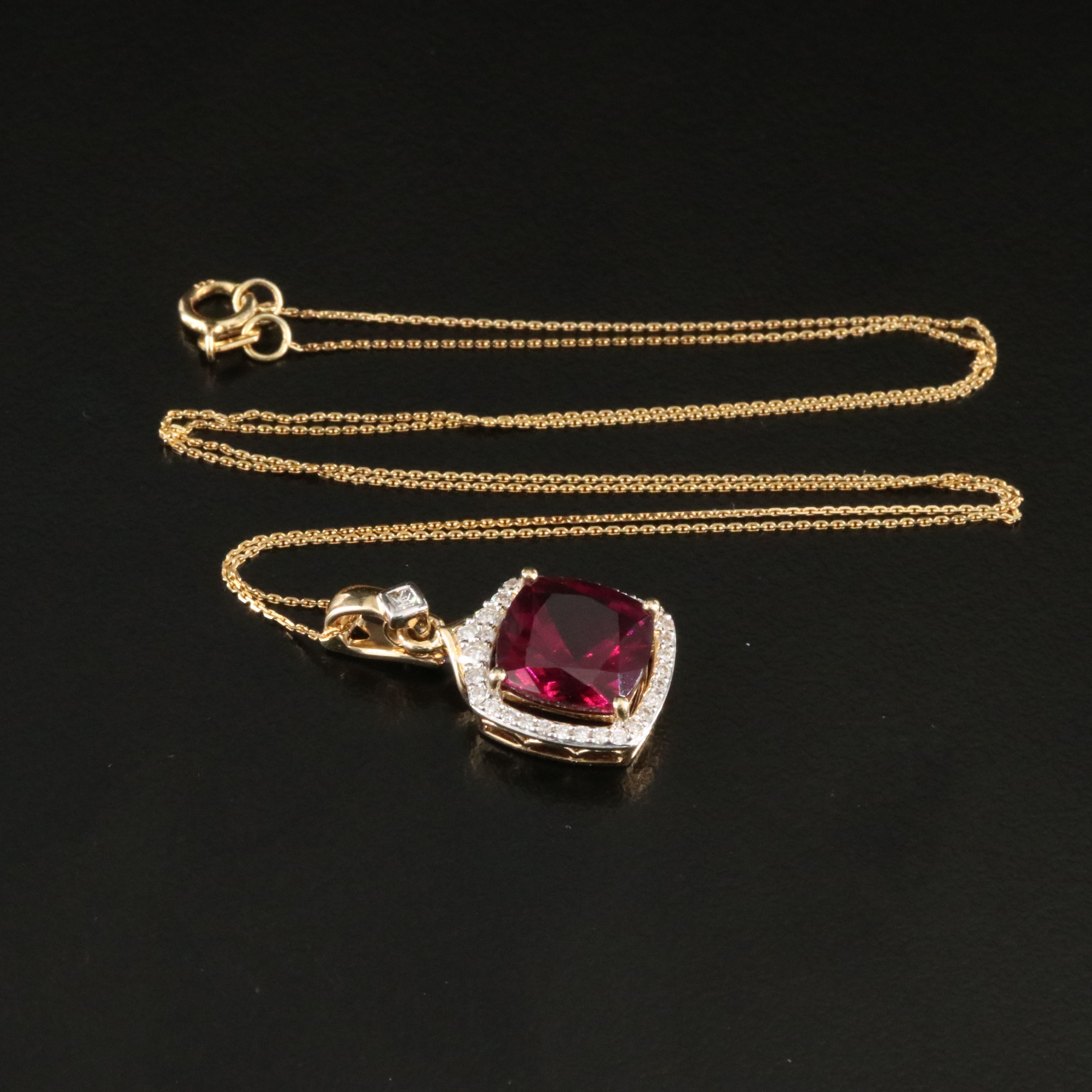 14K Garnet and Diamond Enhancer Pendant Necklace